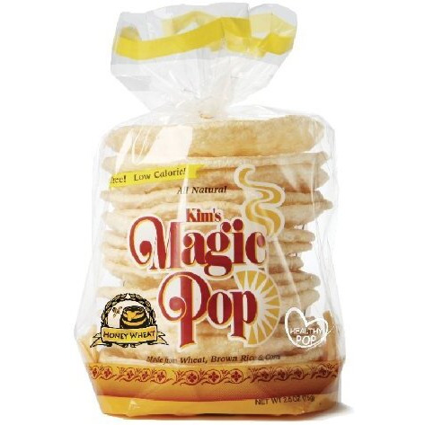 Kim's Magic Pop Honey Wheat Flavor 12-Pack Freshly Popped Rice Cakes, Healthy Grain Snack, 0 Weight Watchers Point