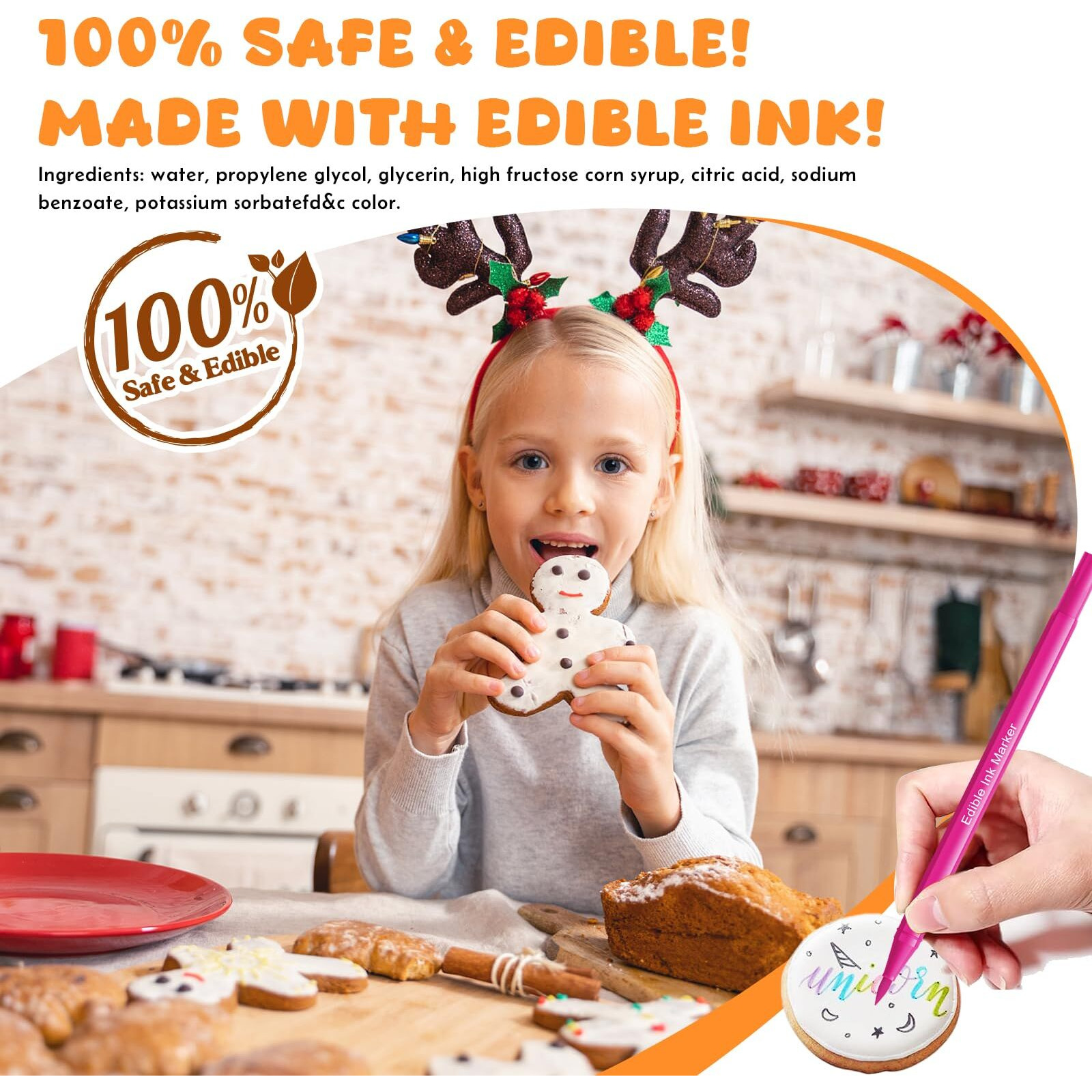 Jewem Edible Markers For Cookie Decorating,14 Pcs Ultra Fine Tip(0.5Mm) Food Coloring Pens, Upgrade Double Side Food Grade Pens For Decorating Fondant Cakes, Easter Eggs, Frosting, Macaron