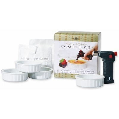 Dean Jacobs Quick & Delicious Creme Brulee Gift Set With Culinary Torch For Caramelizing Tops