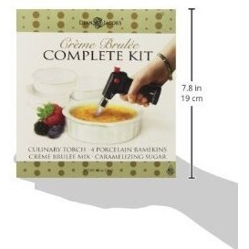 Dean Jacobs Quick & Delicious Creme Brulee Gift Set With Culinary Torch For Caramelizing Tops