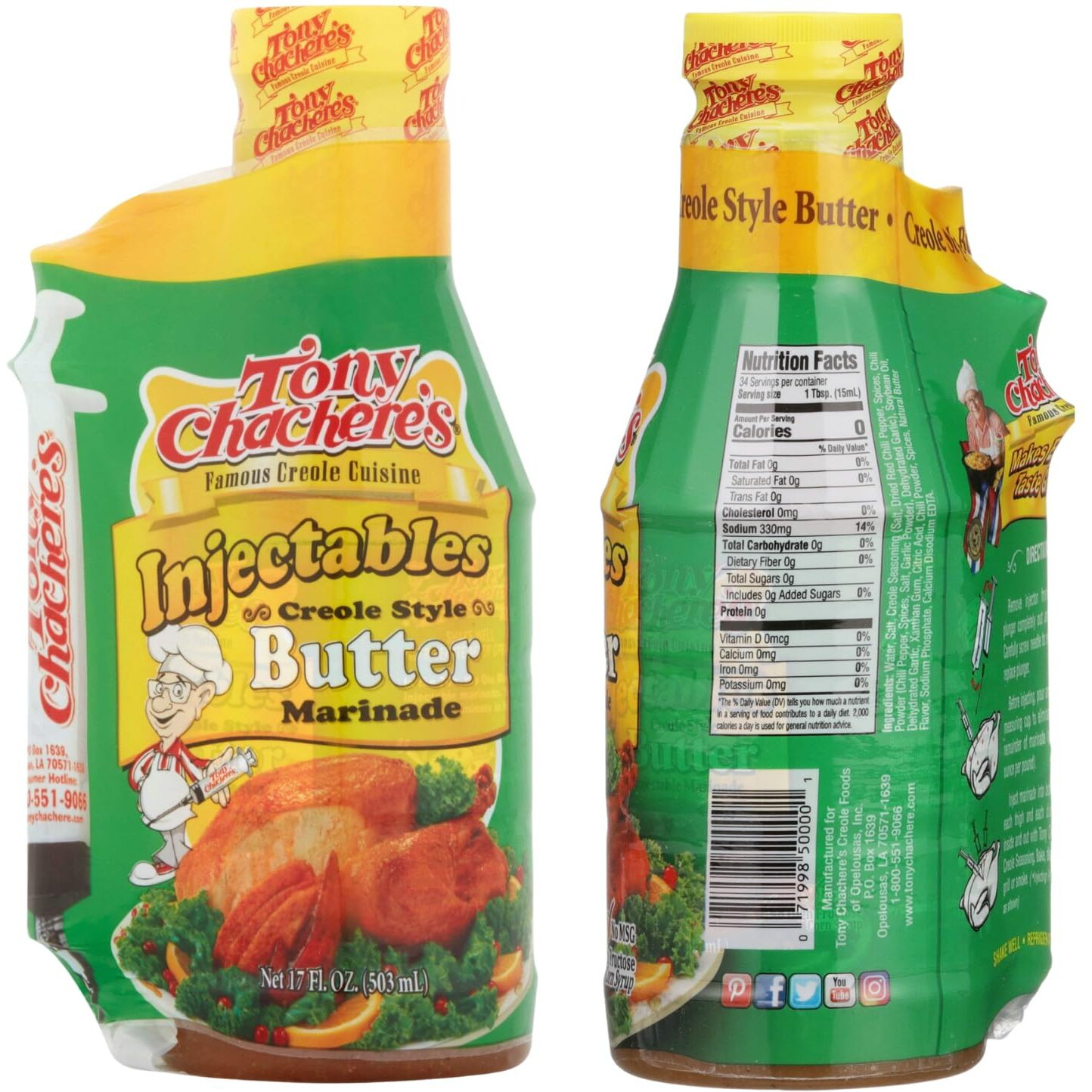 Tony Chachere's Butter With Injector, 17 Fl Oz (Pack Of 3)