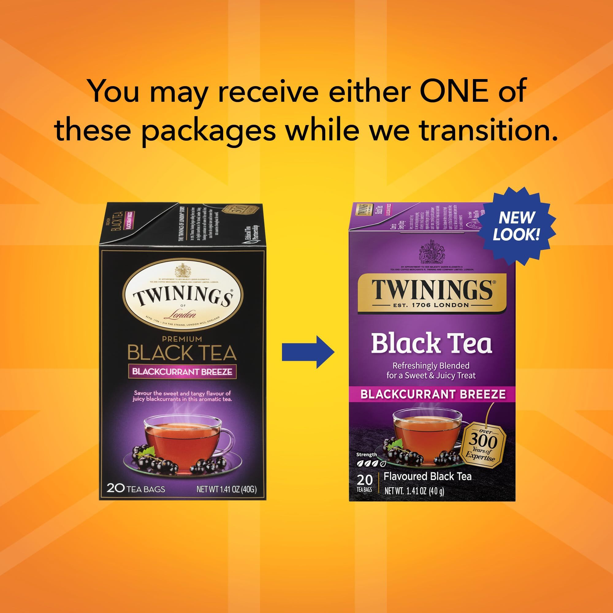 Twinings Blackcurrant Breeze Black Tea, 20 Count (Pack Of 6), Individually Wrapped Tea Bags, Sweet, Tangy Taste, Caffeinated, Enjoy Hot Or Iced