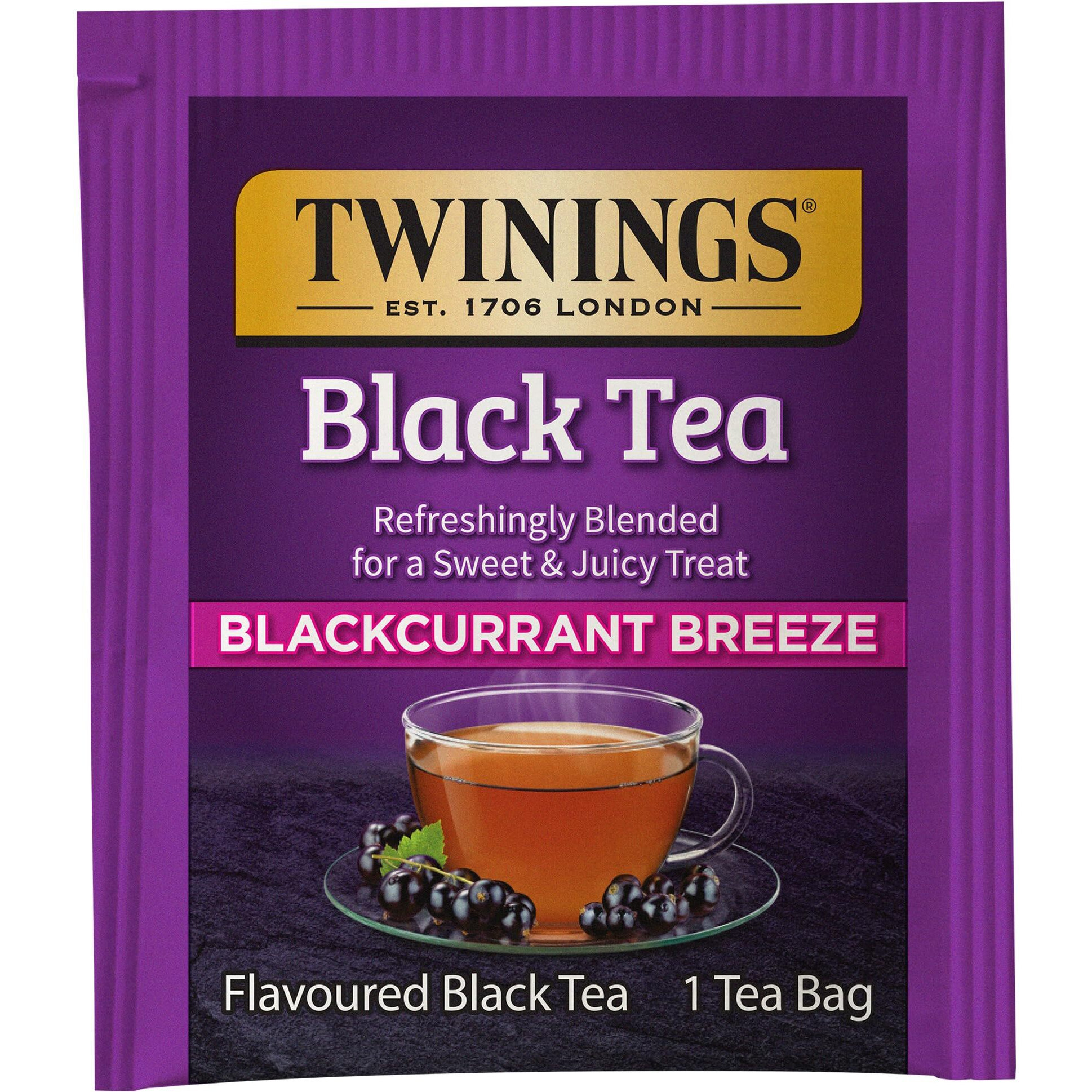 Twinings Blackcurrant Breeze Black Tea, 20 Count (Pack Of 6), Individually Wrapped Tea Bags, Sweet, Tangy Taste, Caffeinated, Enjoy Hot Or Iced