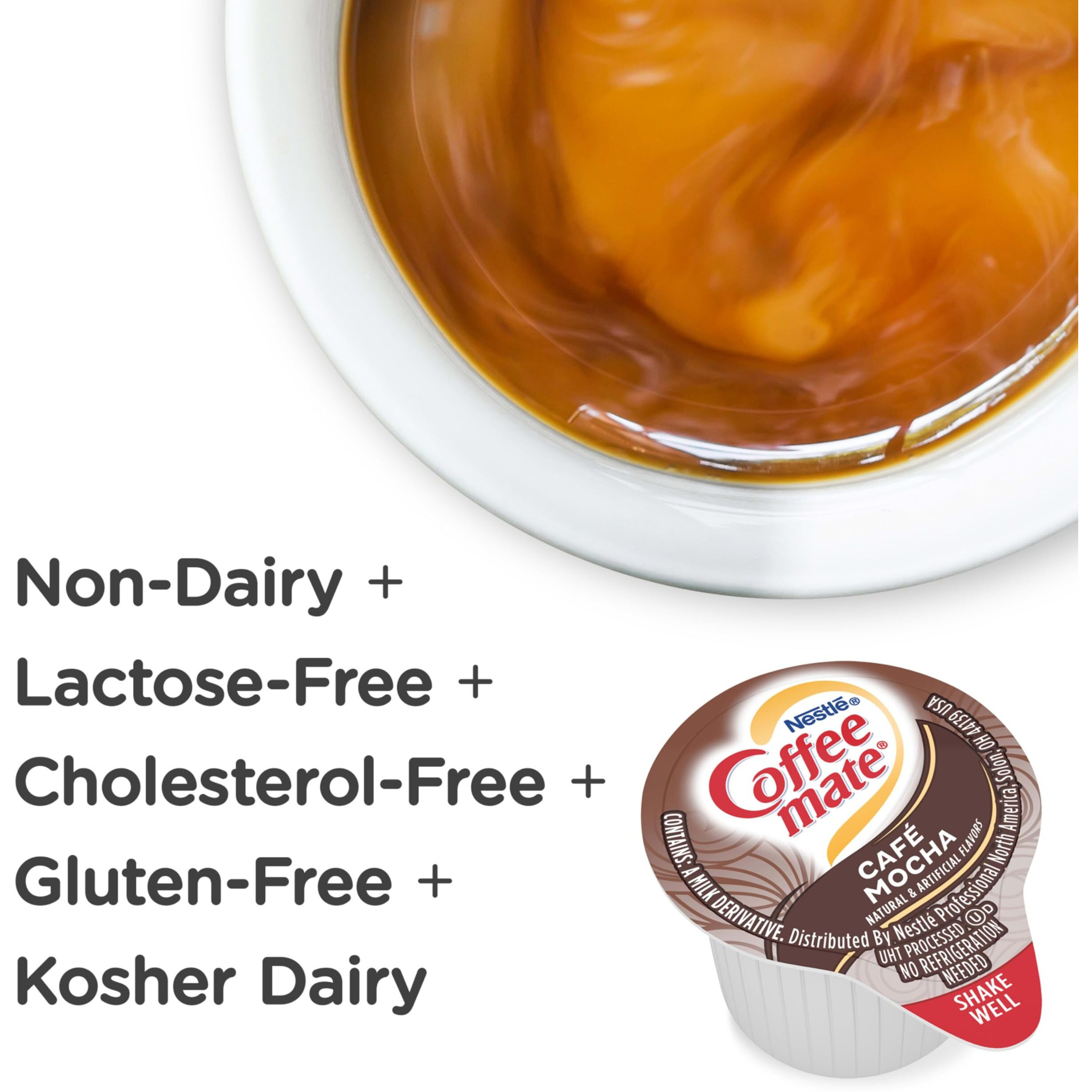 Nestle Coffee Mate Coffee Creamer, Cafe Mocha, Liquid Creamer Singles, Non Dairy, No Refrigeration, 0.375 Fl Oz Tubs (Pack Of 200)