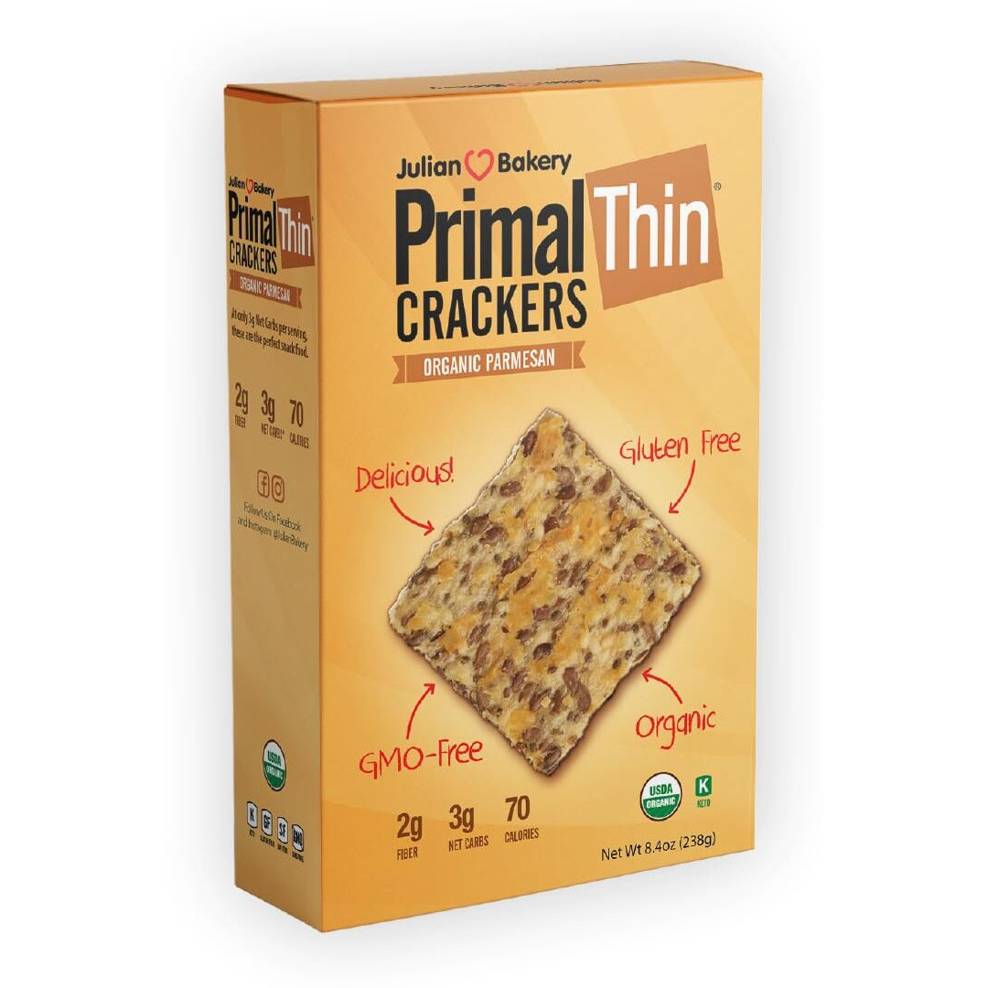 Primal Thin Crackers (Parmesan)(Organic)(Low Carb, Gluten-Free, Grain-Free) (8.4Oz) (Package May Vary)