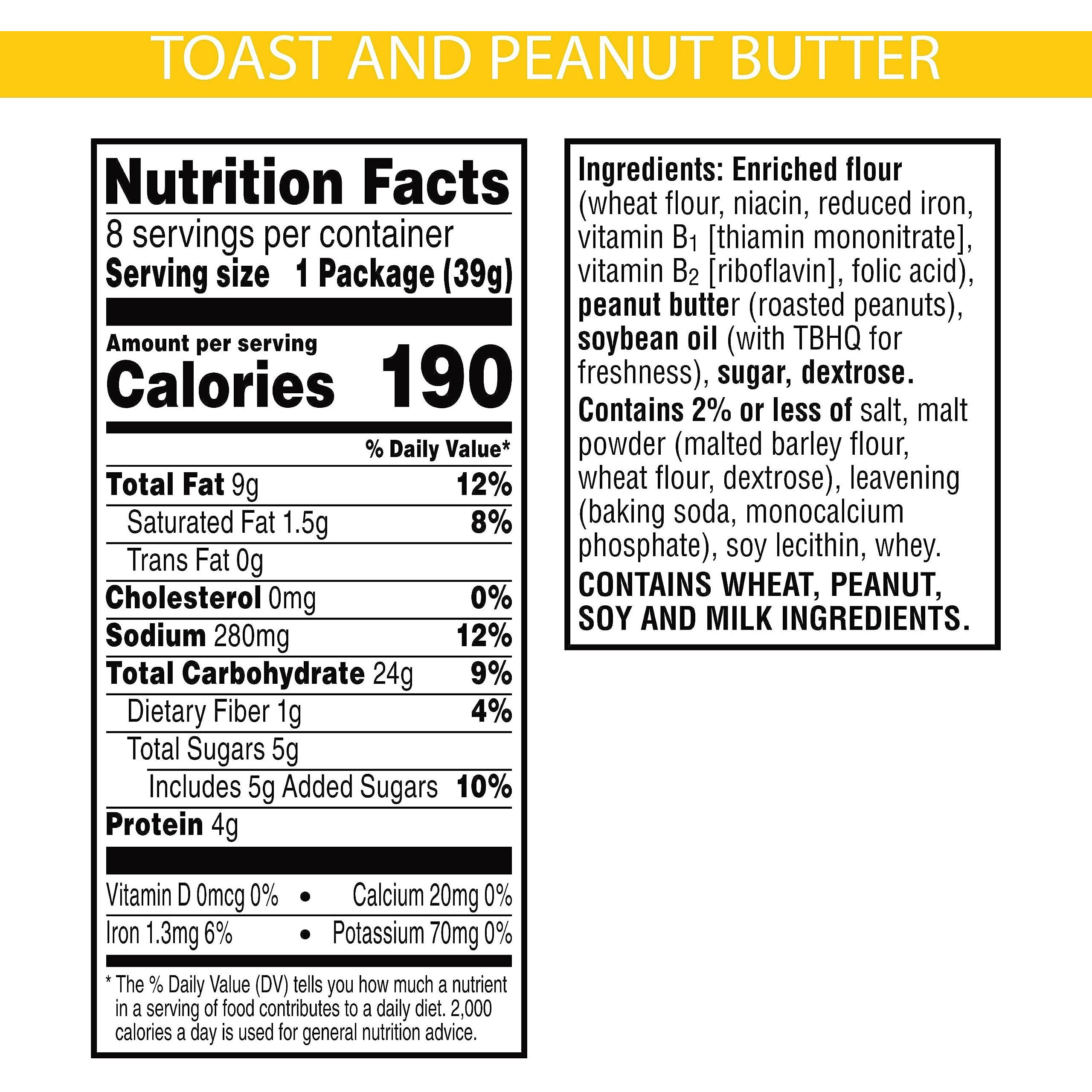 Keebler Sandwich Crackers, Single Serve Snack Crackers, Office And Kids Snacks, Toast And Peanut Butter (12 Trays, 96 Packs)