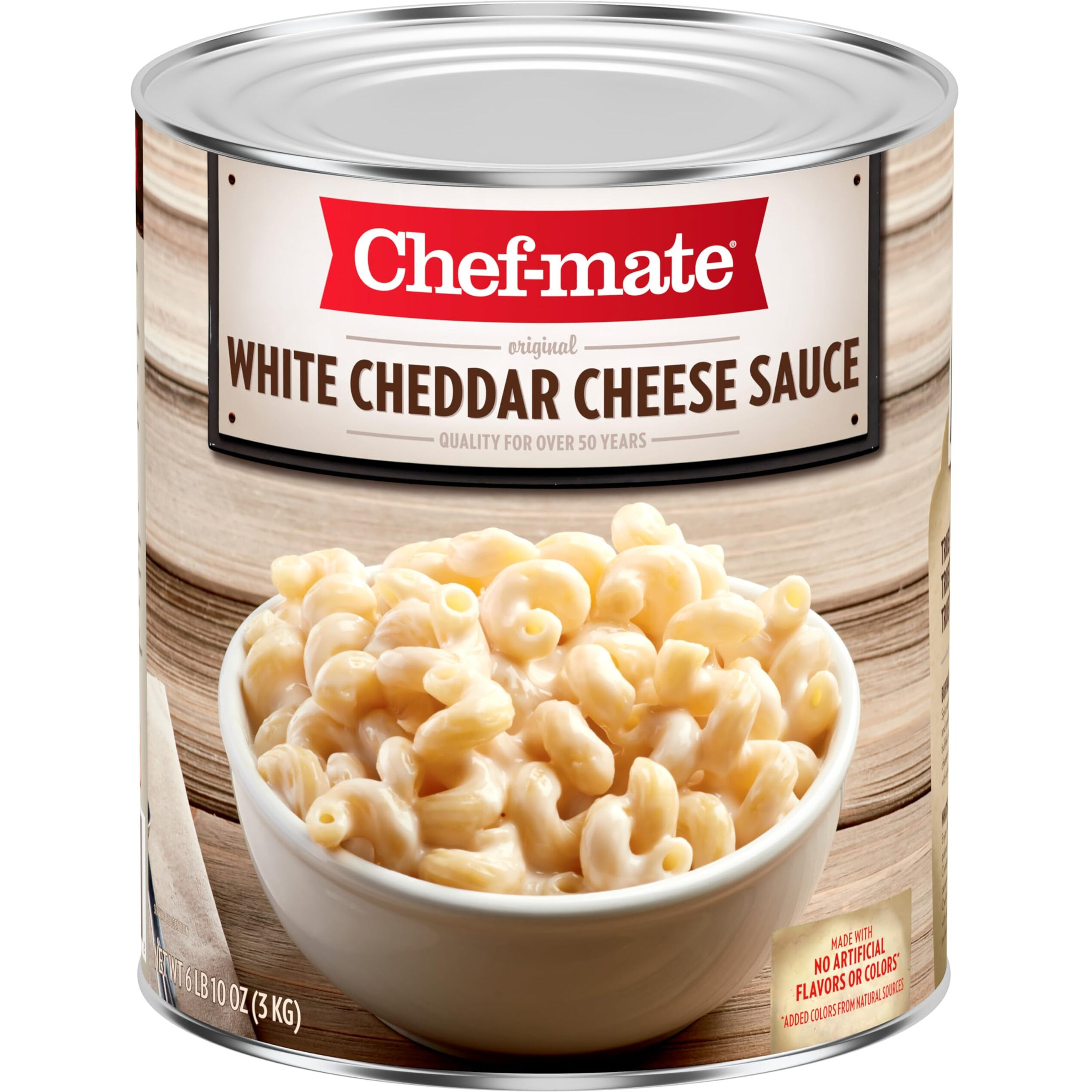 Chef-Mate White Cheddar Cheese Sauce And Queso, Canned Food For Mac And Cheese, 6 Lb 10 Oz (10 Can Bulk)