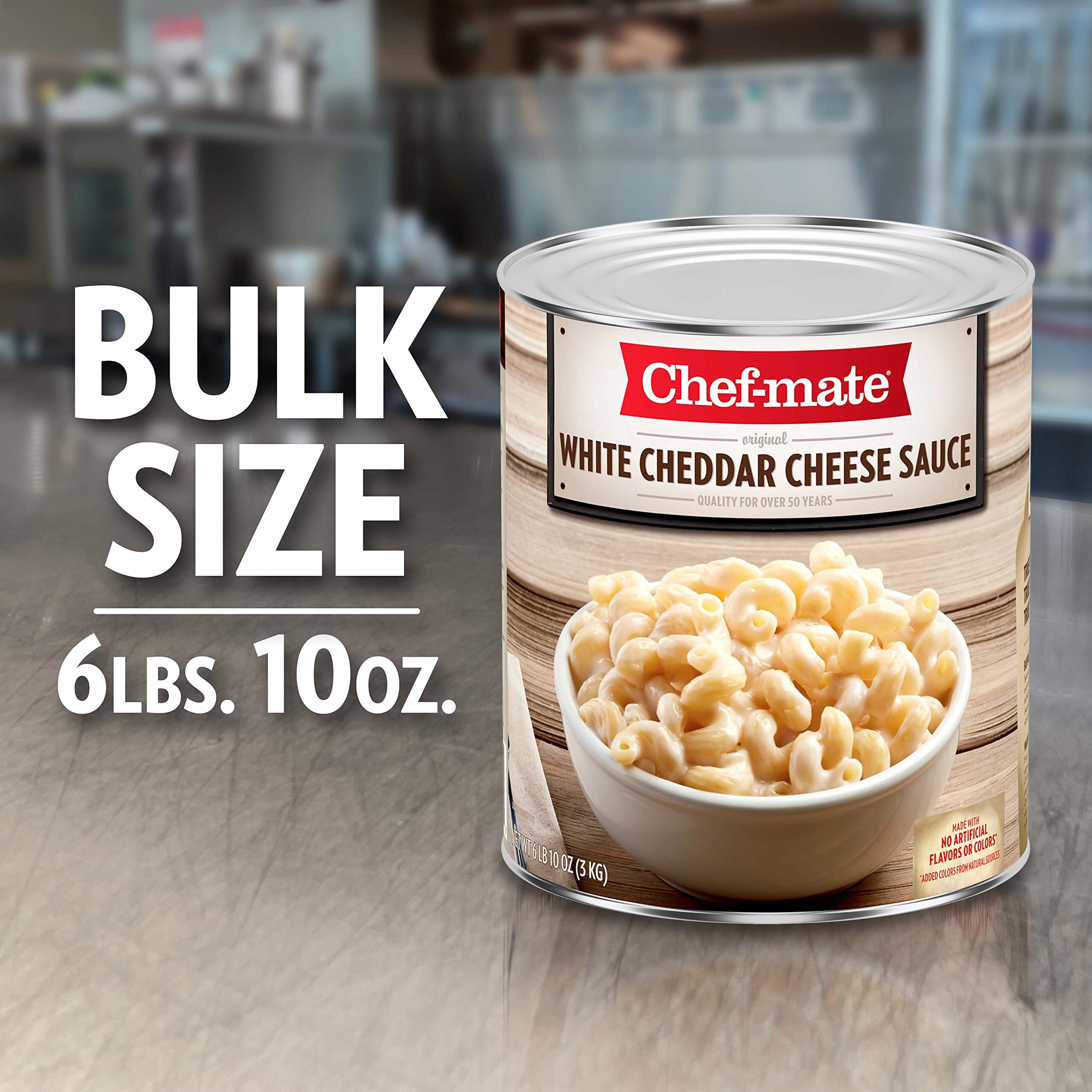 Chef-Mate White Cheddar Cheese Sauce And Queso, Canned Food For Mac And Cheese, 6 Lb 10 Oz (10 Can Bulk)