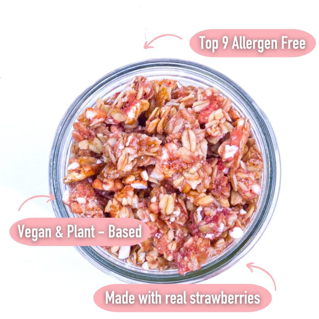 Safe + Fair Strawberry Shortcake Granola - Gluten-Free, Dairy Free And Vegan Breakfast, Snack Or Dessert - Free From Top 9 Allergens, Trans Fat And Artificial Ingredients - Non Gmo, 12Oz