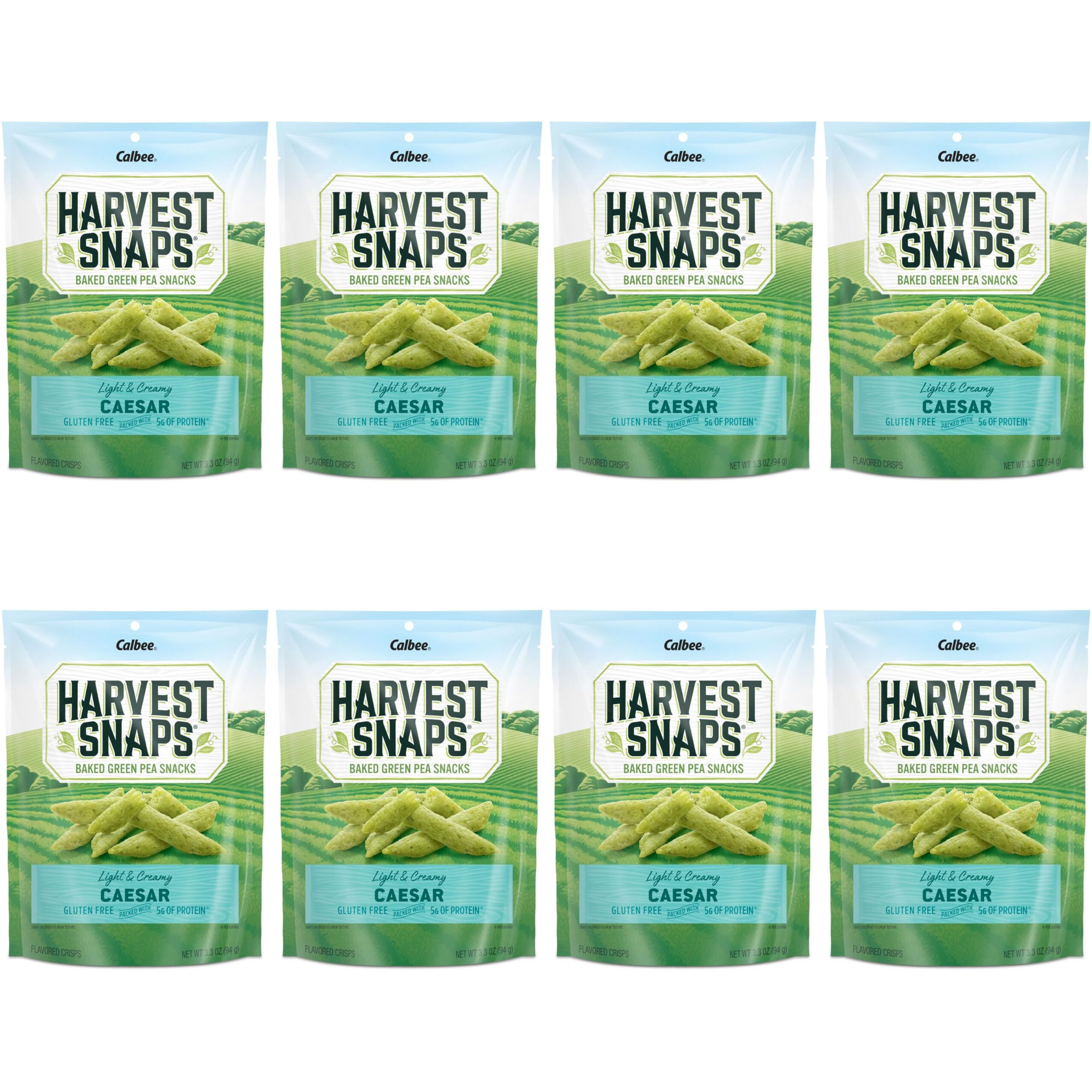 Harvest Snaps Veggie Chips (Caesar Snack Crisps) | Powered By Plant Protein, Gluten Free, Non-Gmo Baked Vegetable Crisps | Made In Usa (8 Snack Packs)