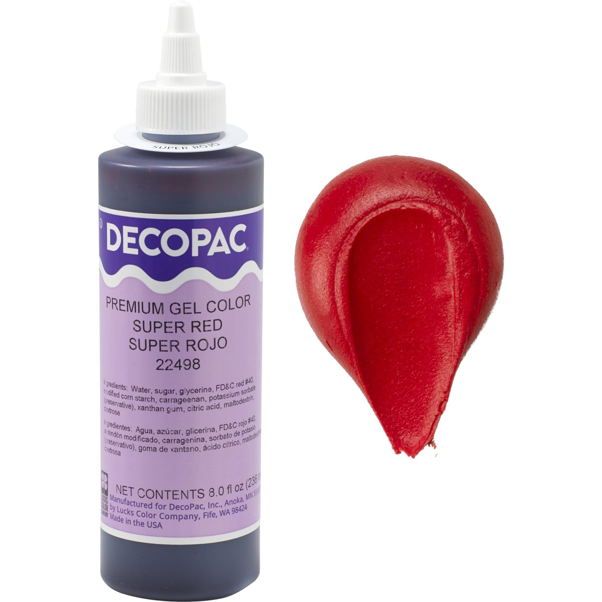 Decopac Premium Gel Food Coloring | Super Red Food Coloring For Baking | 8Oz | Color Buttercream, Fondant, Frosting & Piping Gel, Food Safe, Highly Concentrated Gel, 8 Oz - Super Red