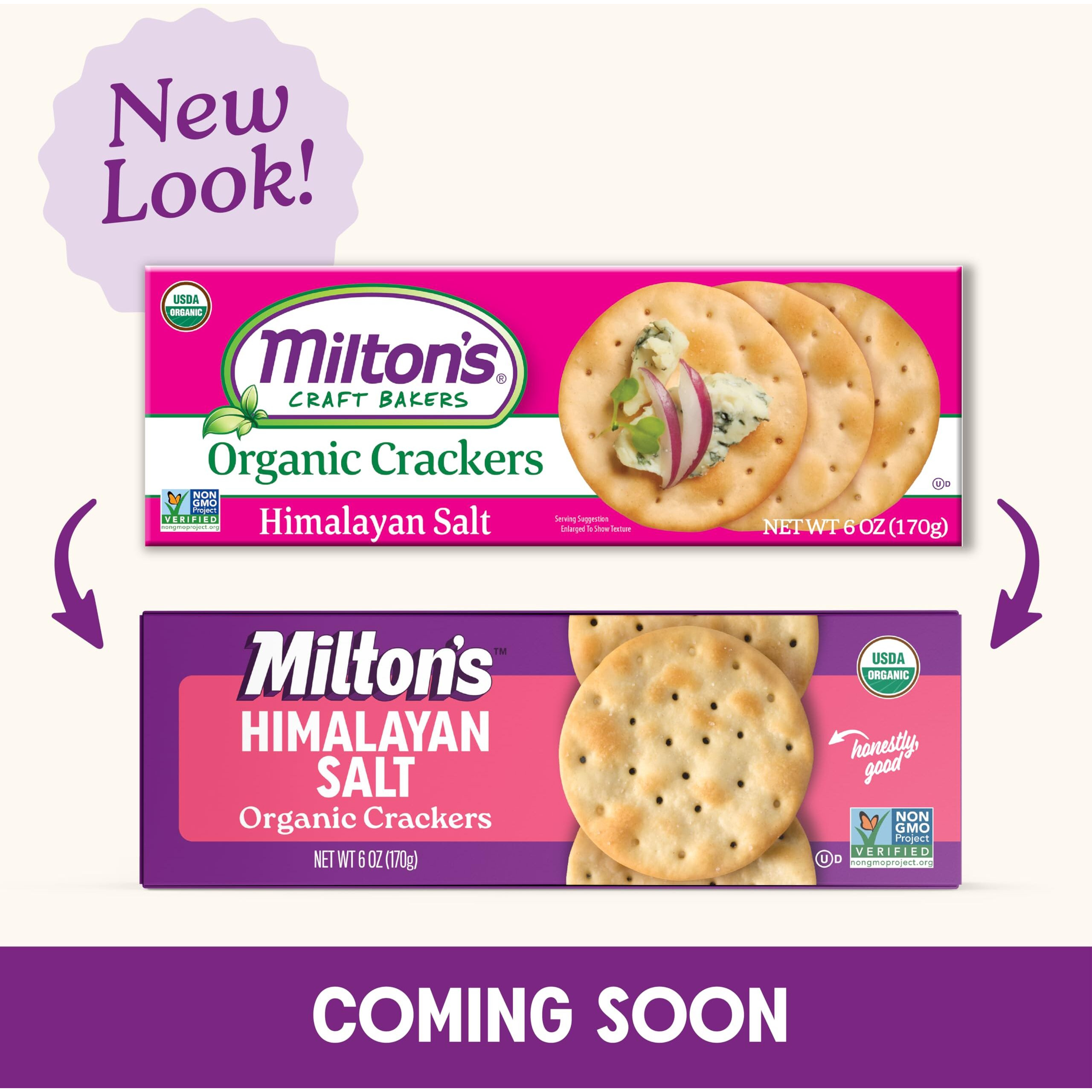 Milton's Craft Bakers Organic Himalayan Salt Crackers - Healthy Crackers, Certified Organic, Non-Gmo Project Verified, Kosher, Crispy Crunch, Pink Himalayan Salt Crackers - 6 Oz, Pack Of 3