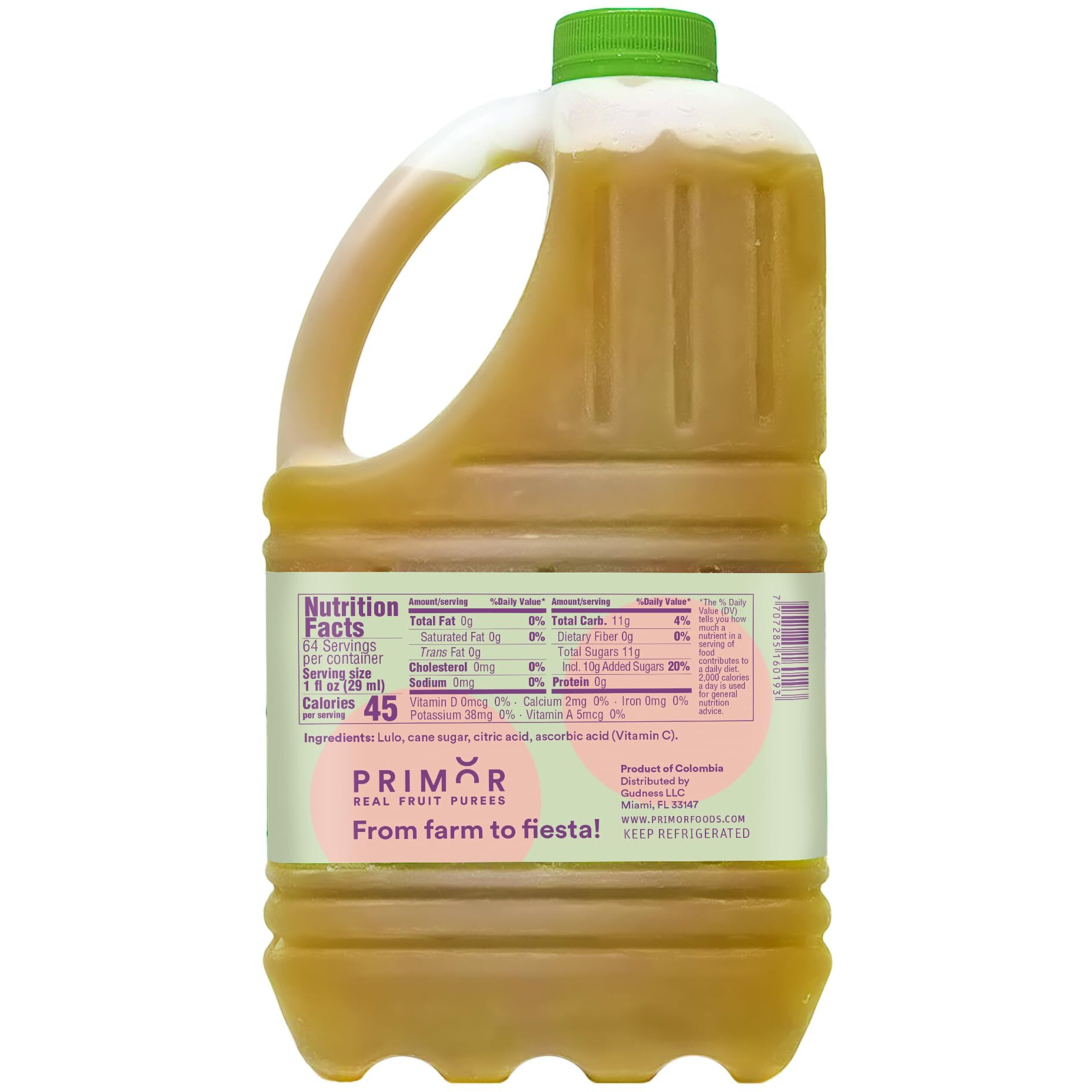 Primor Fruit Purees | 64 Fl Oz | Made With Real Fruit | Create Juices, Smoothies, Cocktails, Desserts, Dressings, And So Much More | Vegan, Non-Gmo, Gluten-Free, Kosher (Lulo)