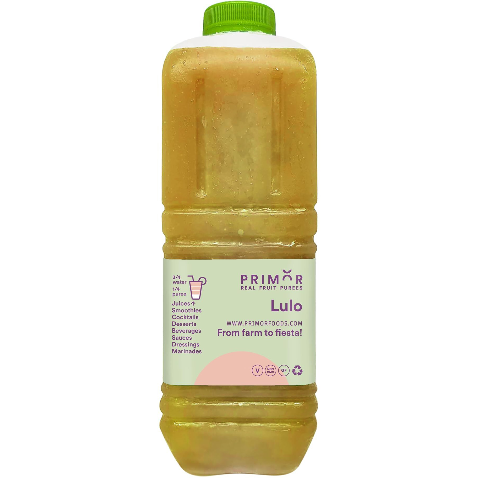 Primor Fruit Purees | 64 Fl Oz | Made With Real Fruit | Create Juices, Smoothies, Cocktails, Desserts, Dressings, And So Much More | Vegan, Non-Gmo, Gluten-Free, Kosher (Lulo)