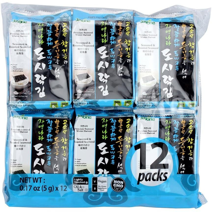 Jayone Roasted And Lightly Salted Seaweed, 0.17 Ounce (Pack Of 12)