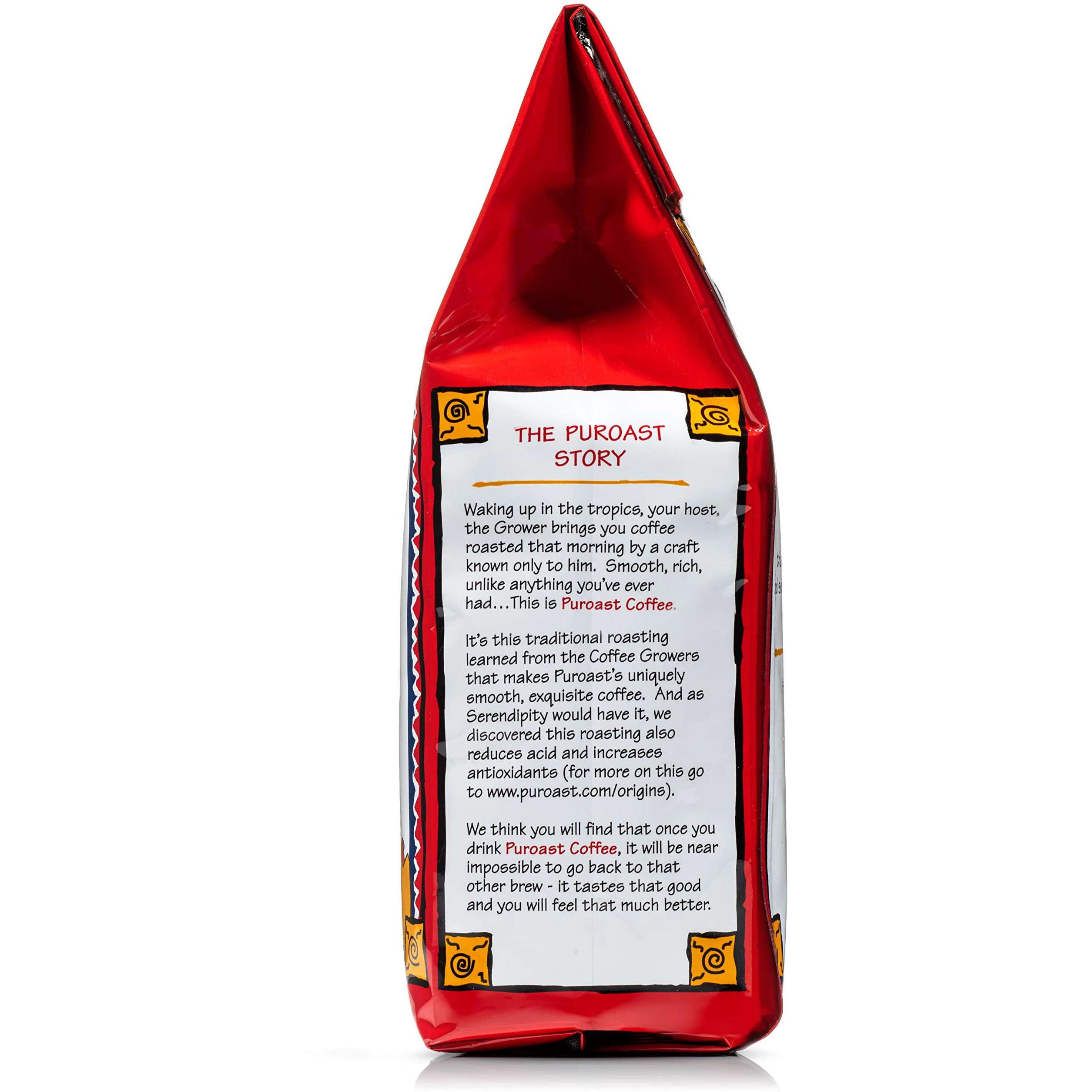 Puroast Low Acid Coffee , Whole Bean , Organic French Roast , Dark Roast , Certified Low Acid Coffee , Ph 5.5+ , Gut Health , 12 Oz , Higher Antioxidant , Smooth For Espresso , Organic Coffee