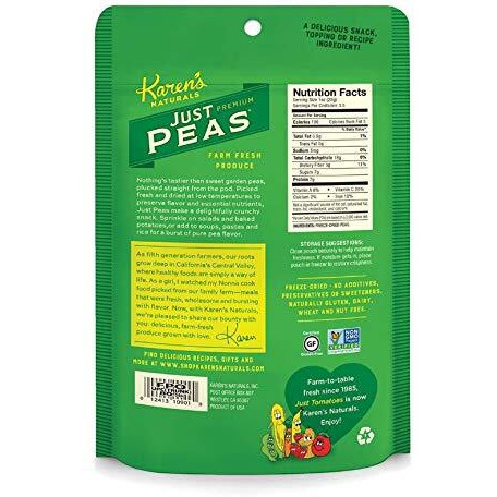 Karen's Naturals Just Peas, 3.5 Ounce Pouch (Packaging May Vary) All Natural Freeze-Dried Fruits & Vegetables, No Additives Or Preservatives, Non-Gmo