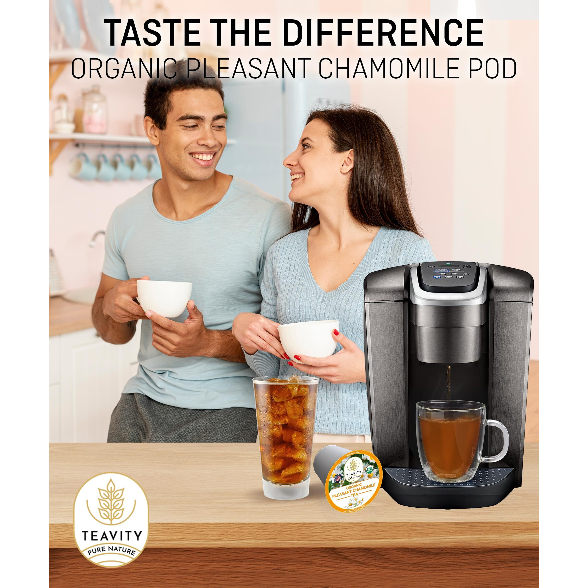 Organic Chamomile Tea Pods For Keurig - Decaf Tea Pods - Pleasant Chamomile By Teavity (12 Tea Pods)