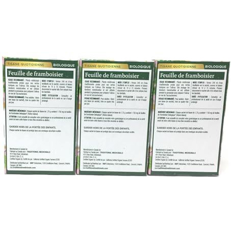 Traditional Medicinals Organic Raspberry Leaf Herbal Tea Caffeine Free, 16 Ct. (Pack Of 3)