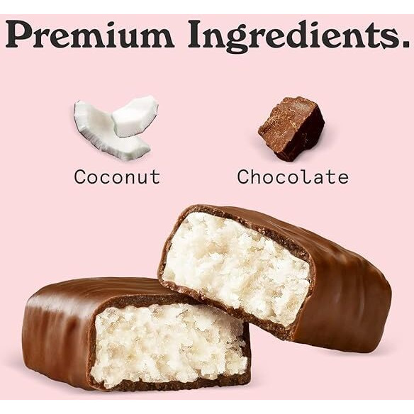 Nicks Coconut Keto Chocolate Candy Bars No Added Sugar 160 Calories, 3.0 Net Carbs, Gluten Free Sweets Low Carb Candy Snack Bar (Multipack 15X40G)