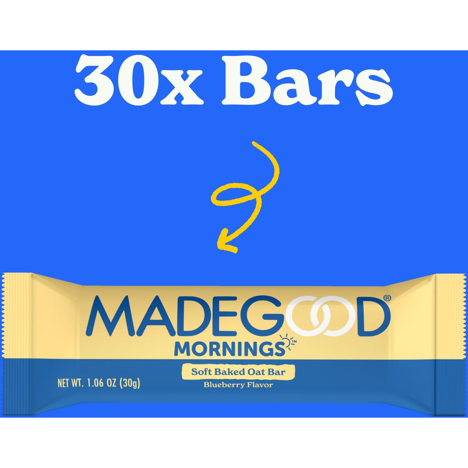 Madegood Mornings Soft Baked Breakfast Bars, Blueberry, 1.06 Oz (30 Count) Gluten Free Snacks