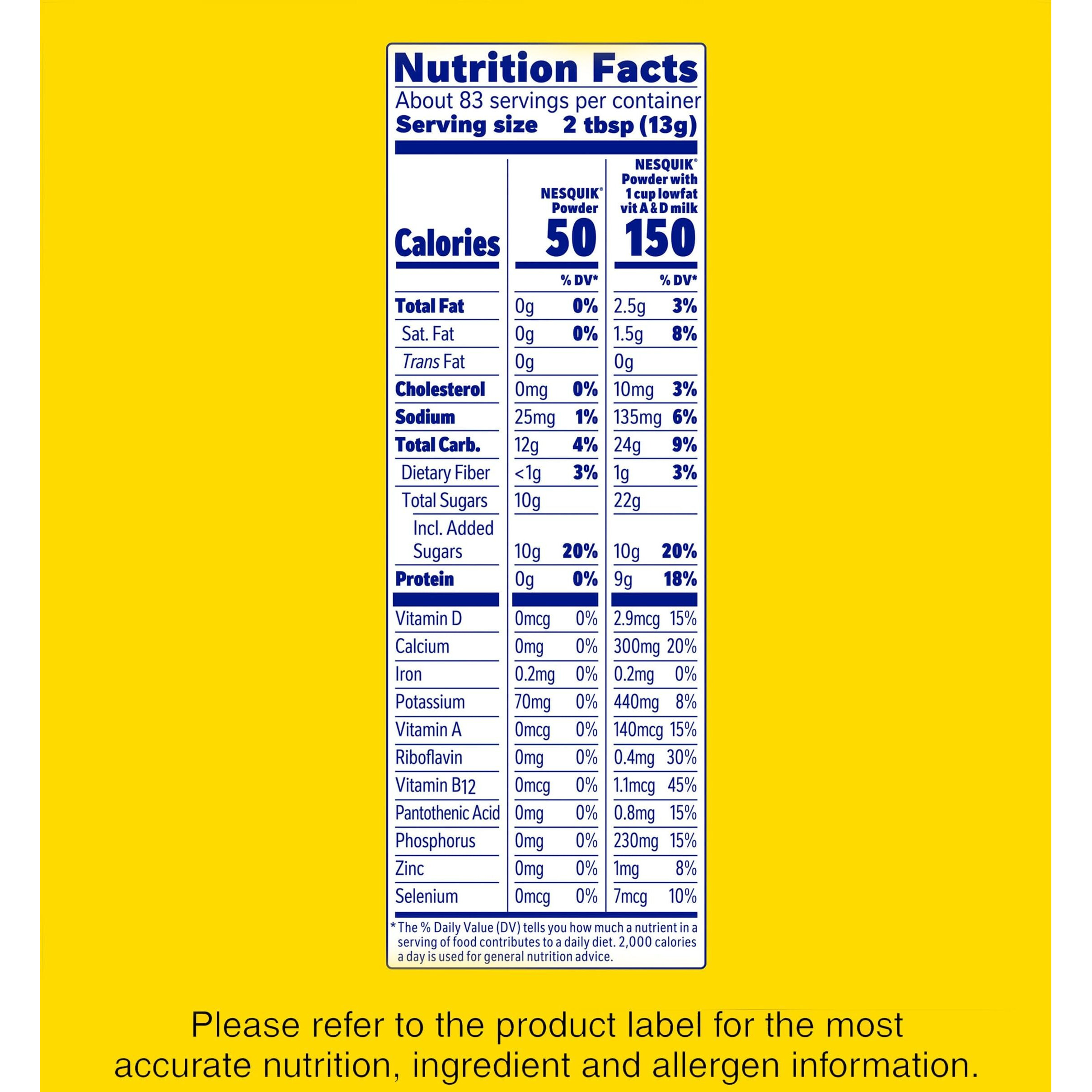 Nesquik Chocolate Flavor Powder Drink Mix Canister