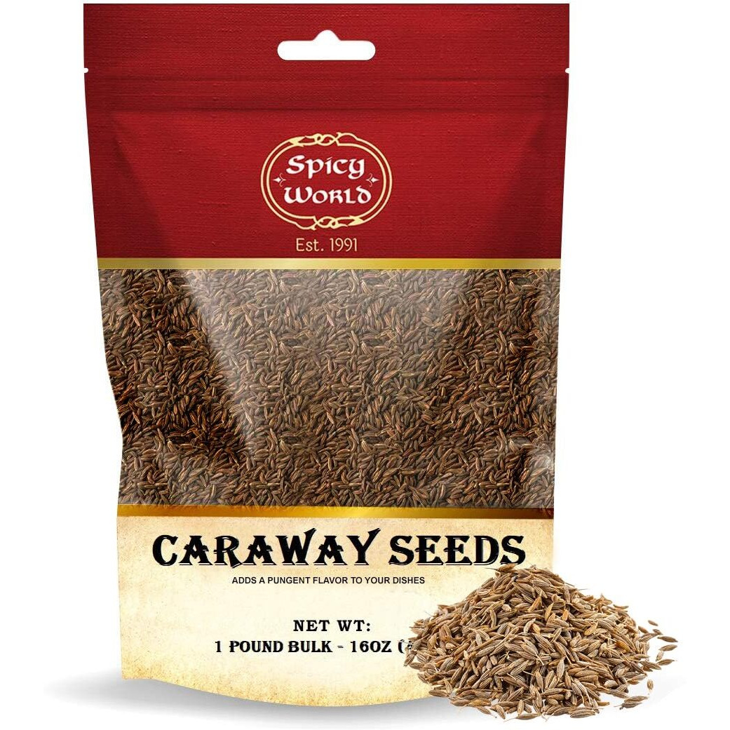 Spicy World Caraway Seeds 1 Lb Bulk Bag (16Oz) | Premium Whole Caraway Seeds For Rye Bread, Sauerkraut & Cooking | Aromatic Gourmet Caraway Spice