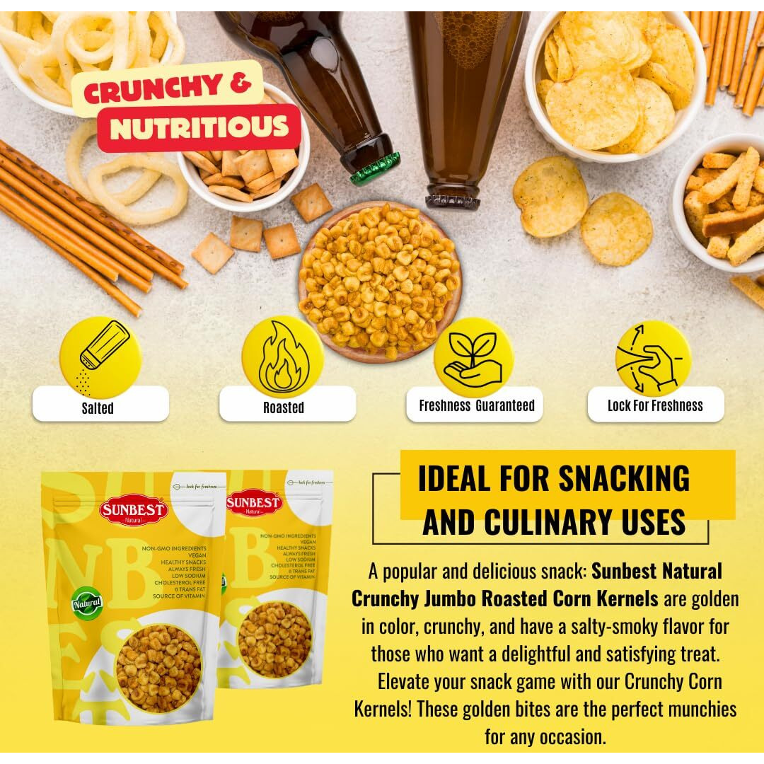 Sunbest Natural Roasted Corn 48Oz (3 Lbs) - All-Natural Ingredients, No Artificial Flavors - Crunchy & Flavorful Snack - Toasted And Salted, Guilt-Free Snacking - Perfect For On-The-Go Snacking
