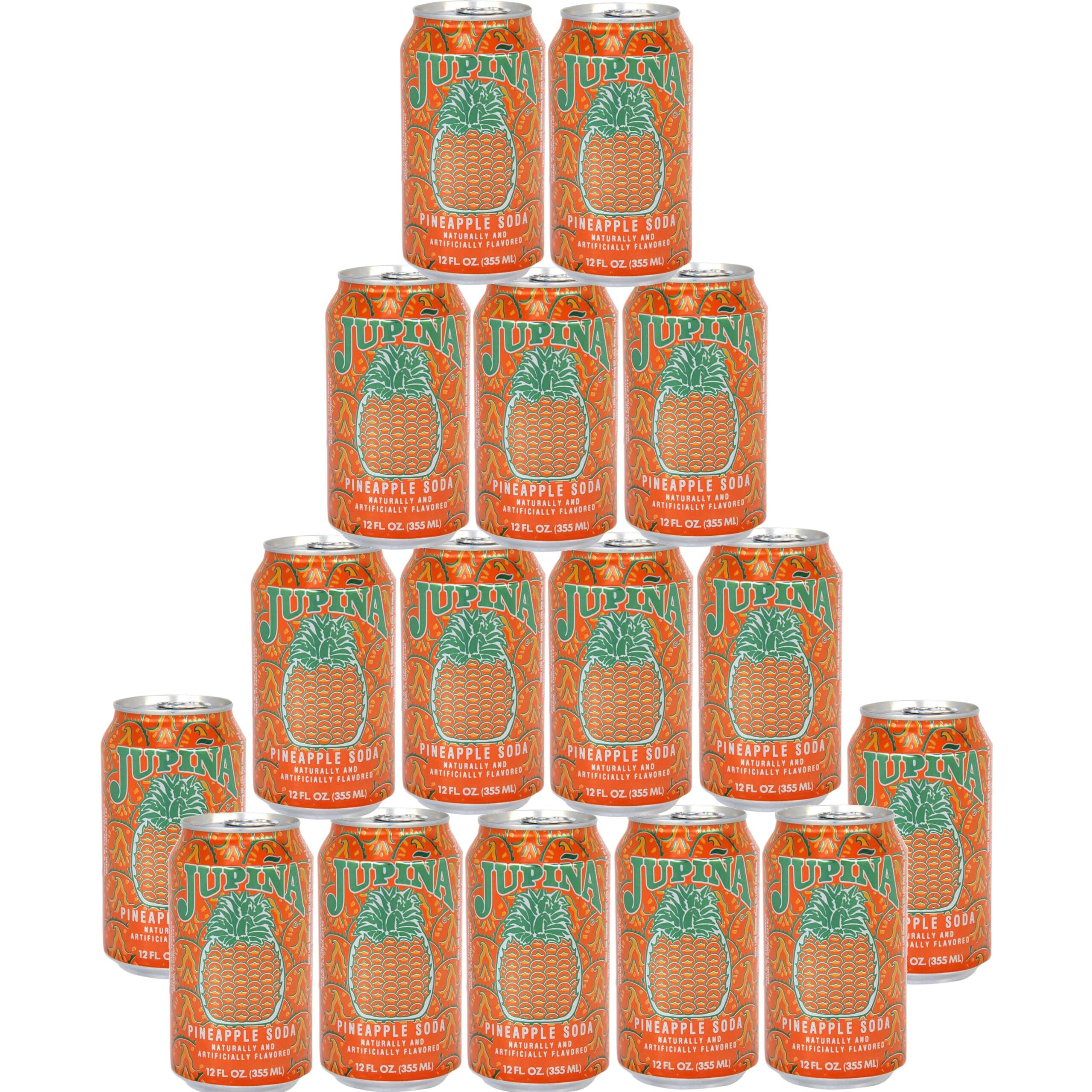 (16 Pack Bundle) Of Jupina, Cuba's Favorite Beverage | One Of The Sweetest, Bubbly, Refreshing Pineapple Cream Sodas You Want To Taste | This Soft Drink Bundle Pack Will Compliment Any Care Package | 12 Oz. | By Murai