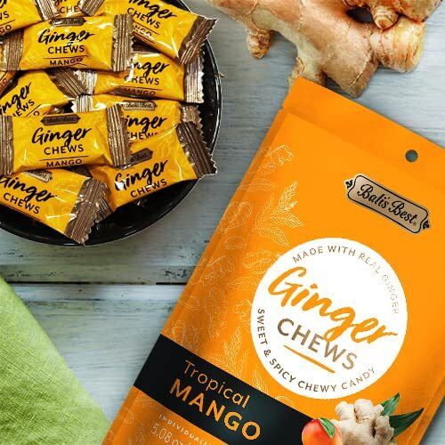 Bali's Best Ginger Chews - Tropical Mango Flavor (3 Pack) 100% Real Ginger, Sweet Spicy Chewy Mango Ginger Candies, 3X 5.08Oz 144G Bags, Great Snacks For Sharing And Gift Baskets