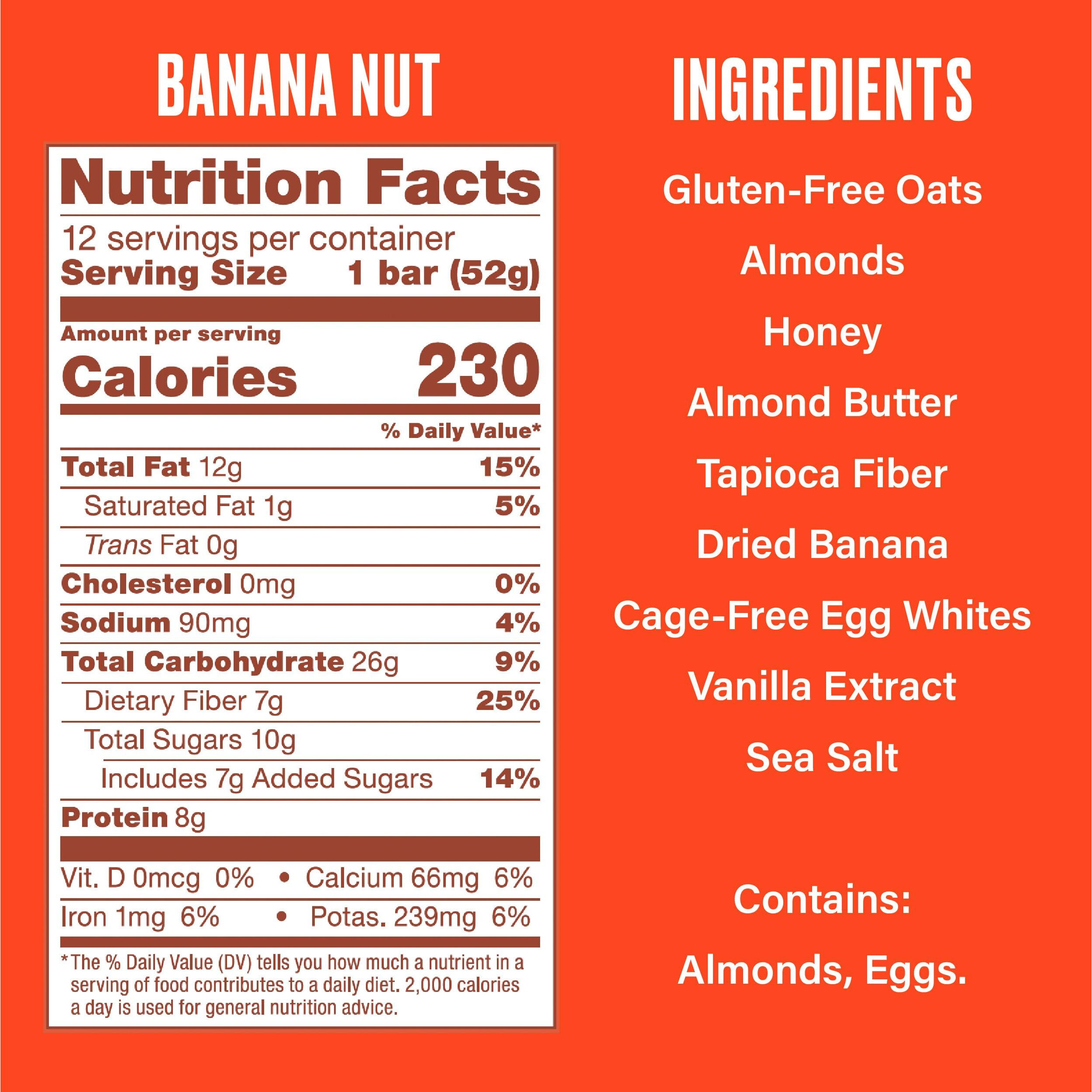 Over Easy Soft And Chewy Granola Breakfast Bars - Granola And Protein Bars - Energy Snack Bars - Clean, Gluten Free, Dairy Free, Soy Free And Kosher (Banana Nut, 12 Count)
