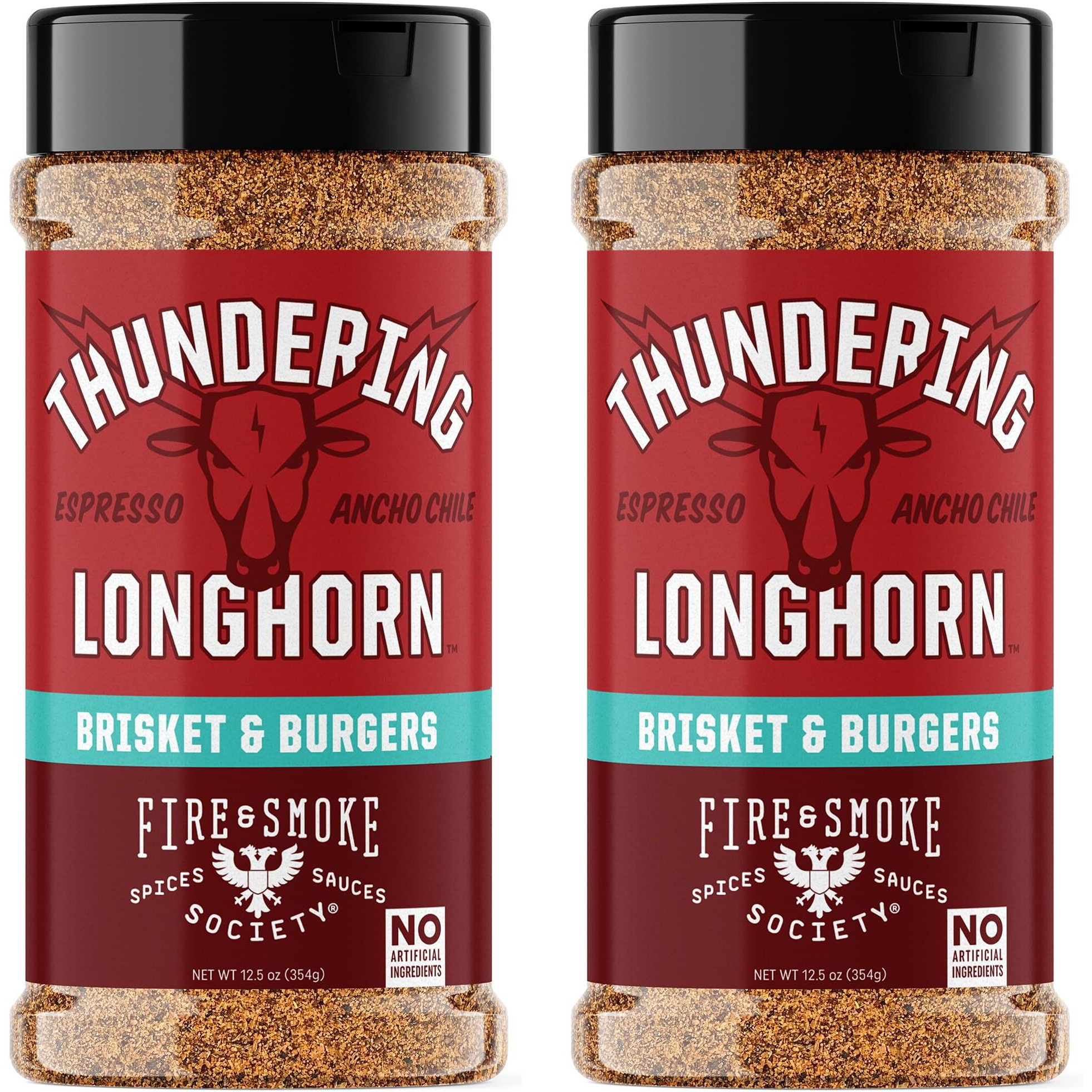 Fire & Smoke Society Thundering Longhorn Steak Seasoning | Bbq Rubs, Steak Rub For Smoking And Grilling Meat | Brisket, Burgers Dry Bbq Rubs And Spices | Xl (2-Pack)