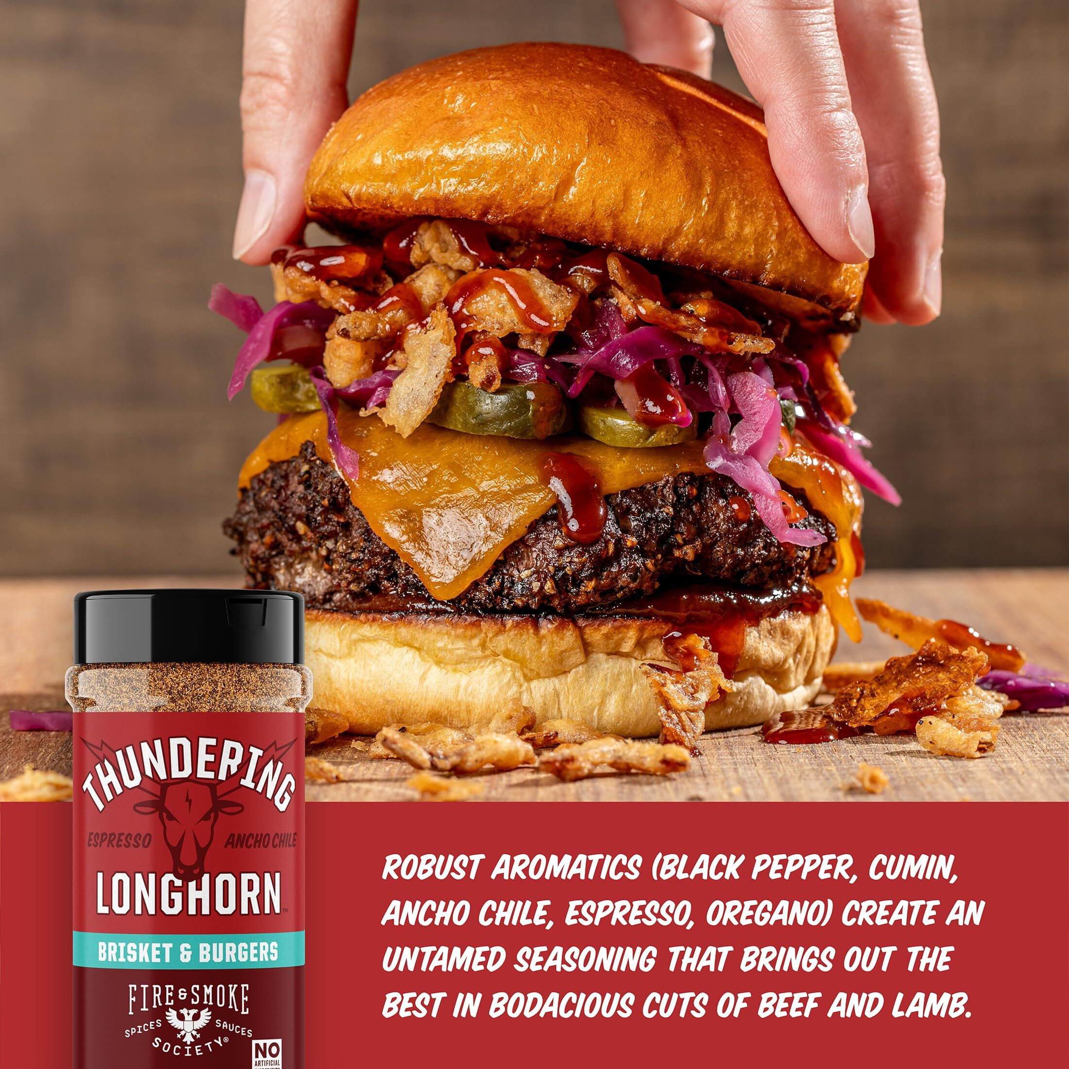 Fire & Smoke Society Thundering Longhorn Steak Seasoning | Bbq Rubs, Steak Rub For Smoking And Grilling Meat | Brisket, Burgers Dry Bbq Rubs And Spices | Xl (2-Pack)