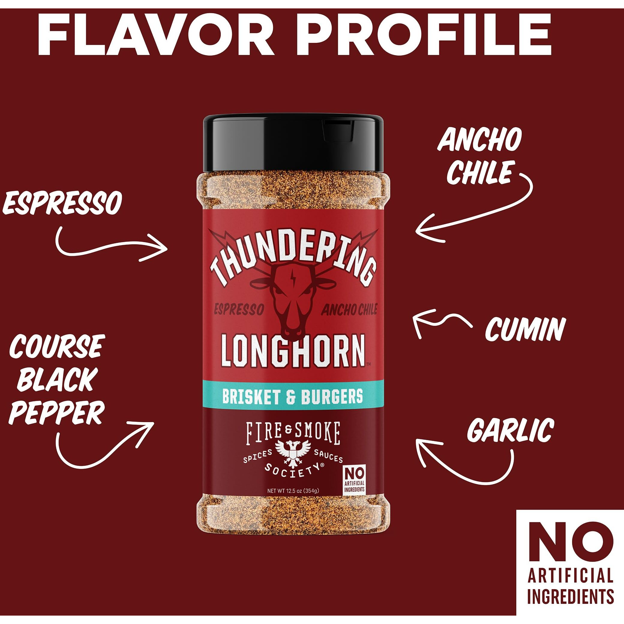 Fire & Smoke Society Thundering Longhorn Steak Seasoning | Bbq Rubs, Steak Rub For Smoking And Grilling Meat | Brisket, Burgers Dry Bbq Rubs And Spices | Xl (2-Pack)