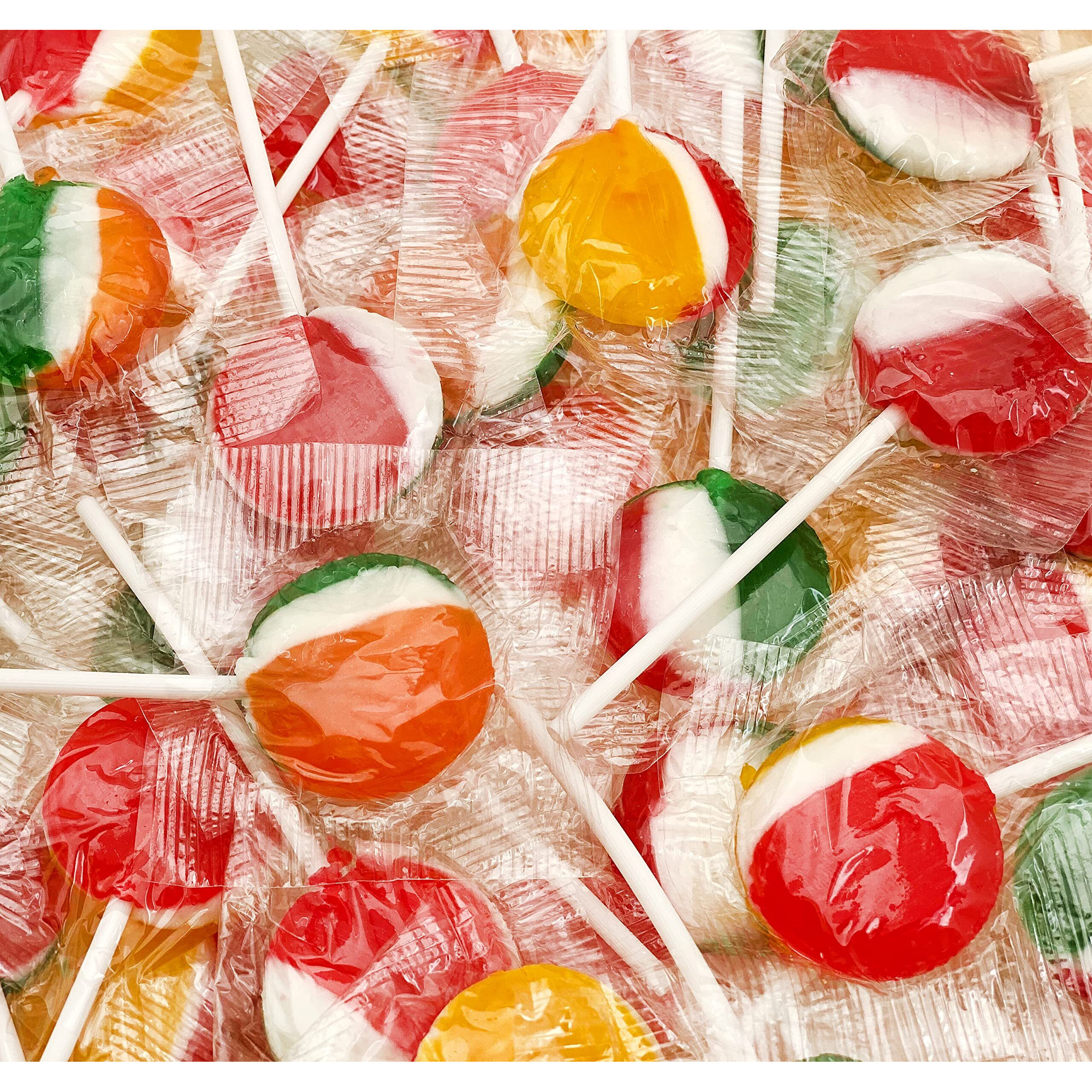 Flat Lollipops Hard Candy, Bulk Pack 2 Pounds (75 Count), Assorted Fruit Flavored
