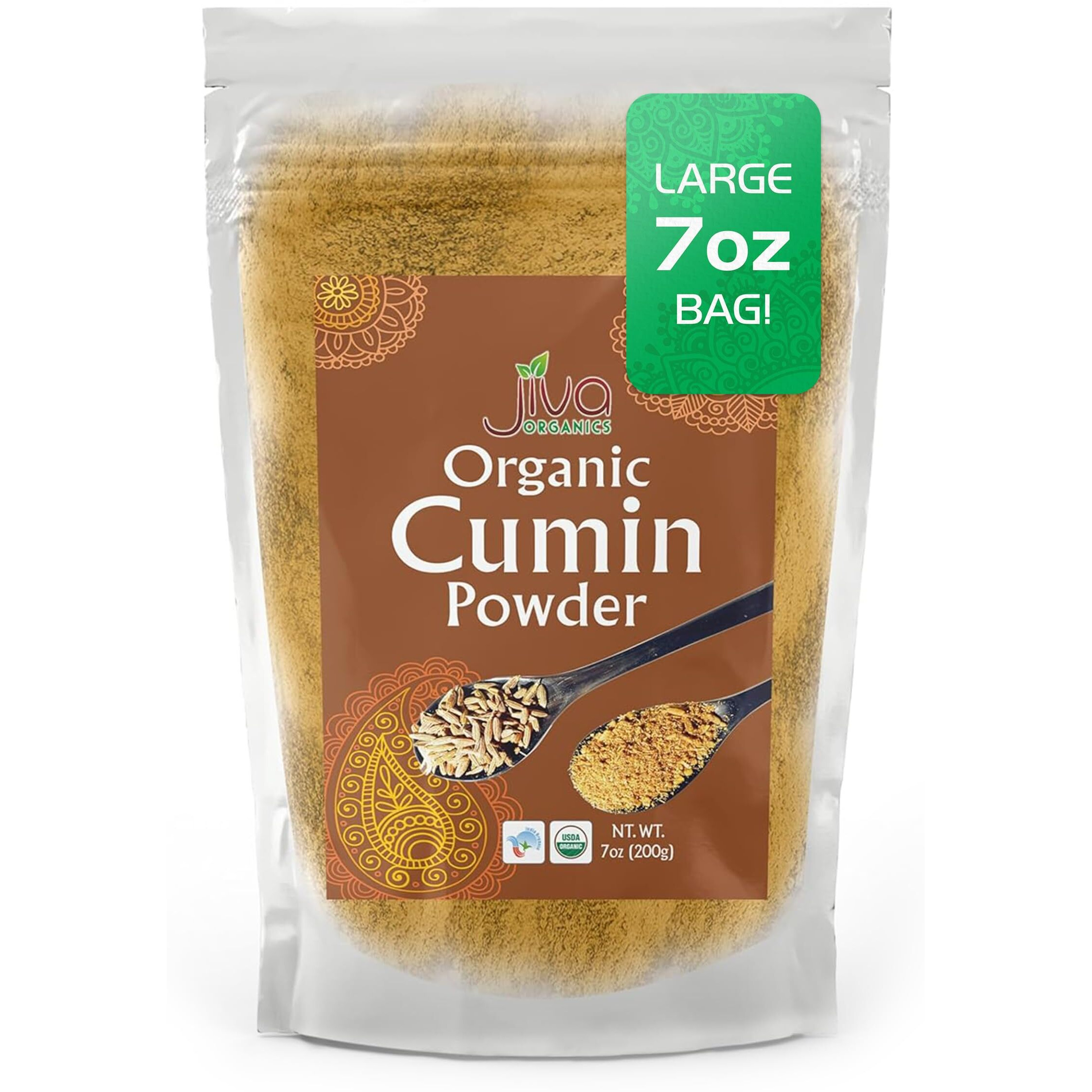 Jiva Organics Organic Ground Cumin Powder 7 Ounce - 100% Pure & Non-Gmo (Ground Cumin Seeds)