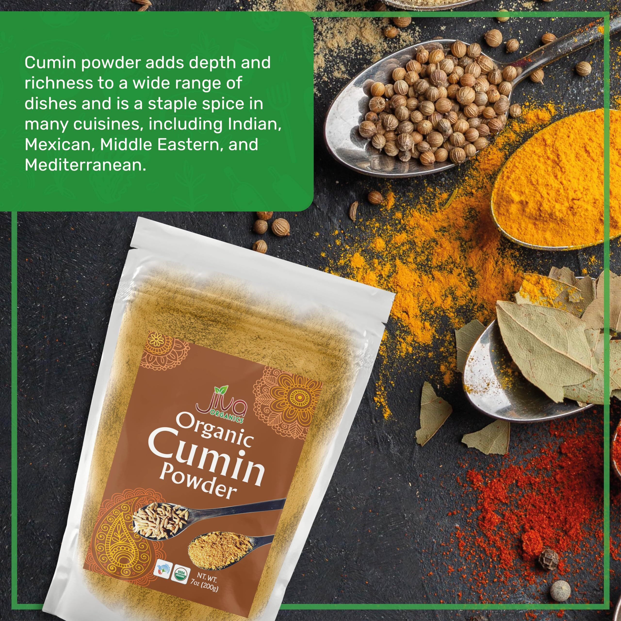 Jiva Organics Organic Ground Cumin Powder 7 Ounce - 100% Pure & Non-Gmo (Ground Cumin Seeds)