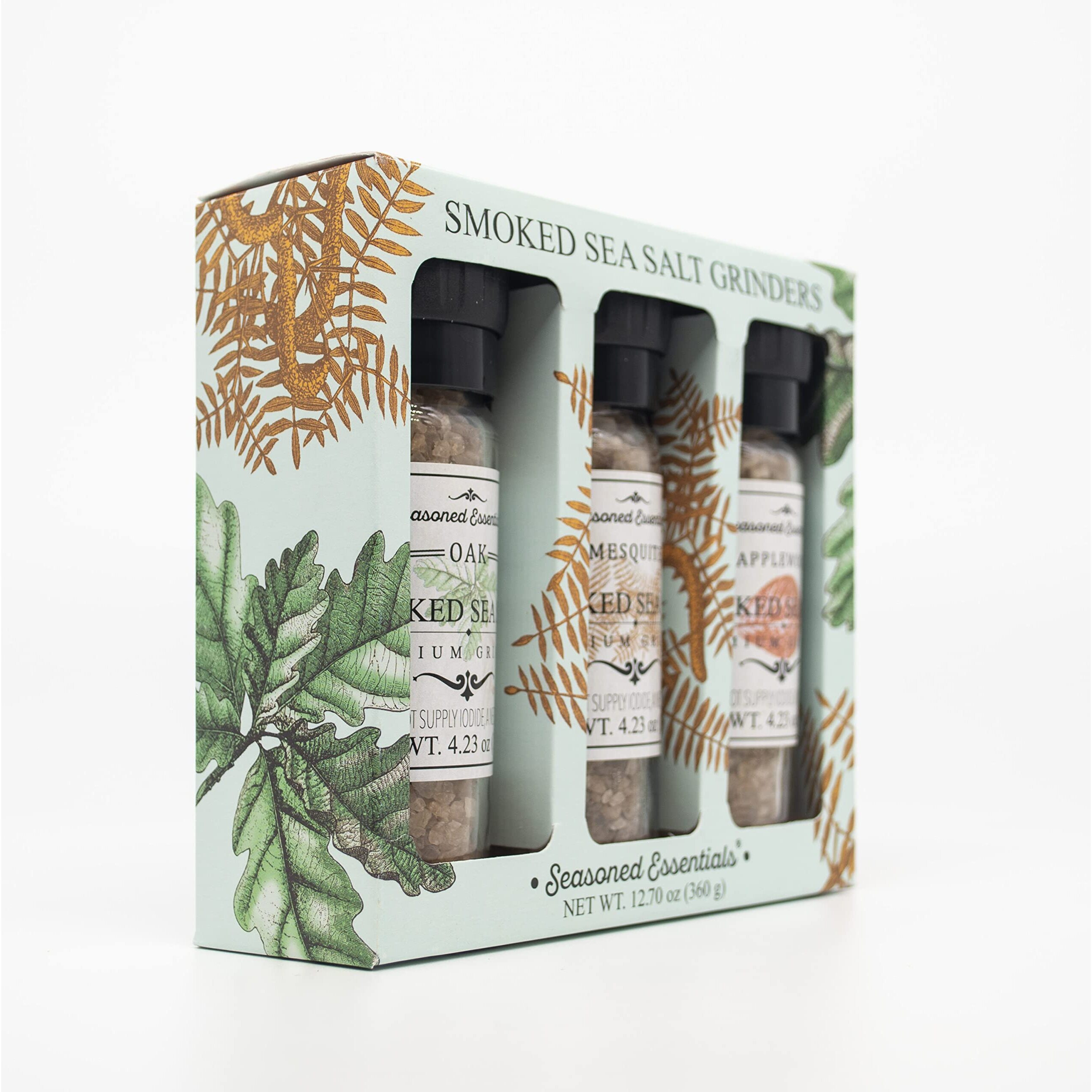 Seasoned Essentials | Gourmet Smoked Sea Salt Grinder Variety Pack (3 Pack) | Rich, Smoked Salt Variety Pack To Add Divine Flavor On Meat, Fish, Veggies And Much More