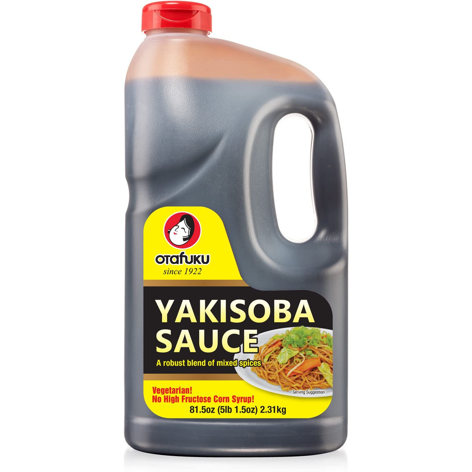 Otafuku Yakisoba Sauce For Japanese Stir Fry Noodles, Vegan Yakisoba Sauce Authentic Umami Flavor - No Artificial Flavors, Colors Or Preservatives, Restaurant Size (81.5 Oz) 1/2 Gallon
