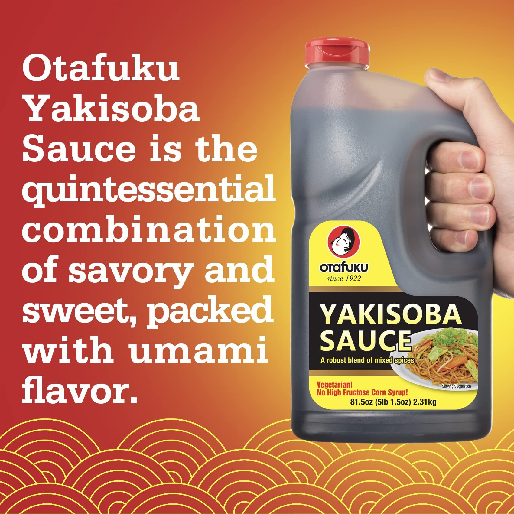 Otafuku Yakisoba Sauce For Japanese Stir Fry Noodles, Vegan Yakisoba Sauce Authentic Umami Flavor - No Artificial Flavors, Colors Or Preservatives, Restaurant Size (81.5 Oz) 1/2 Gallon