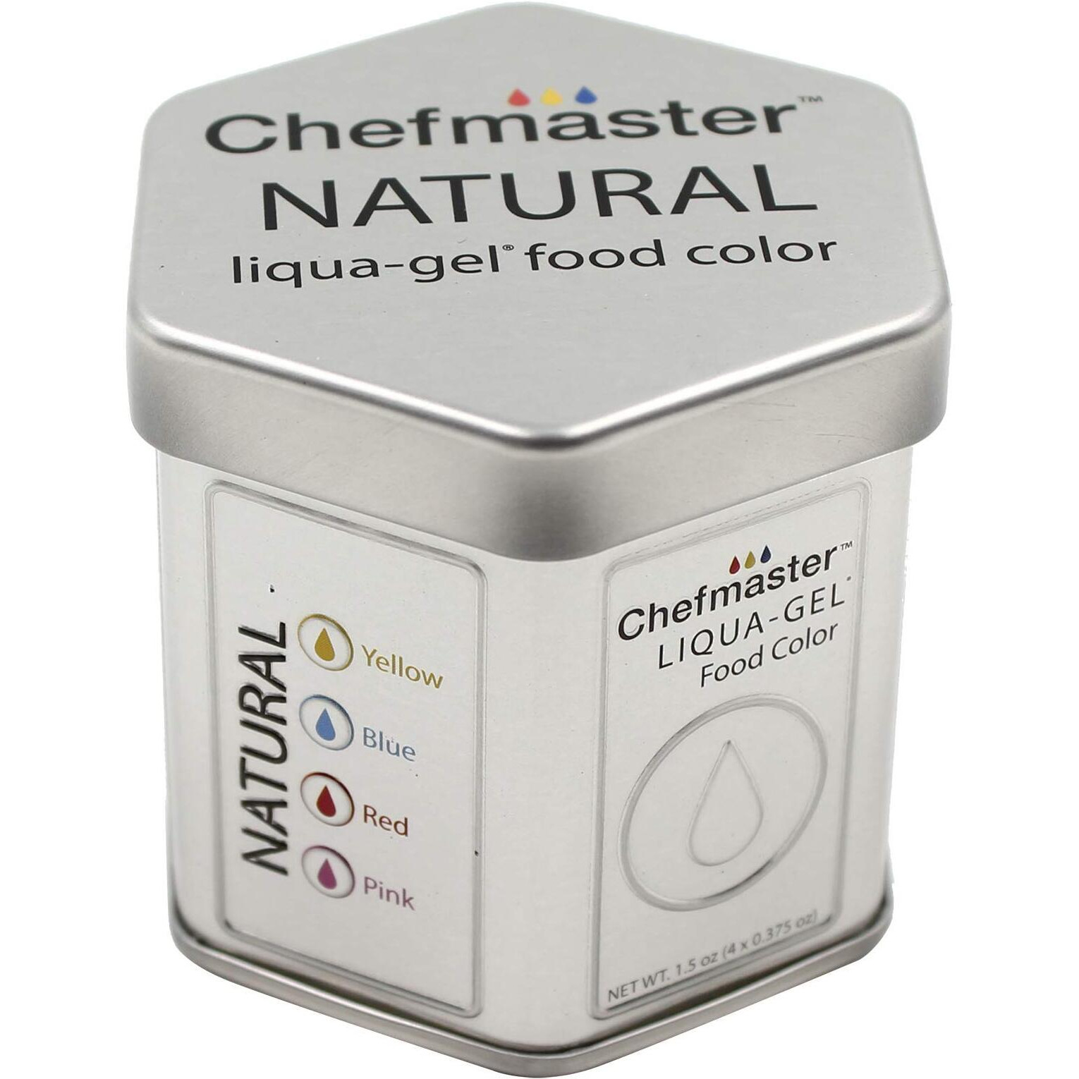 Chefmaster - Natural Liqua-Gel Food Coloring Kit - Natural Gel Food Coloring - 4 Count Pack - Plant-Based Ingredients, Naturally Vibrant Colors, Blends Easily - Made In The Usa