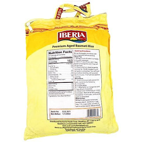 Iberia Premium Aged Indian Basmati Rice, 10 Pounds