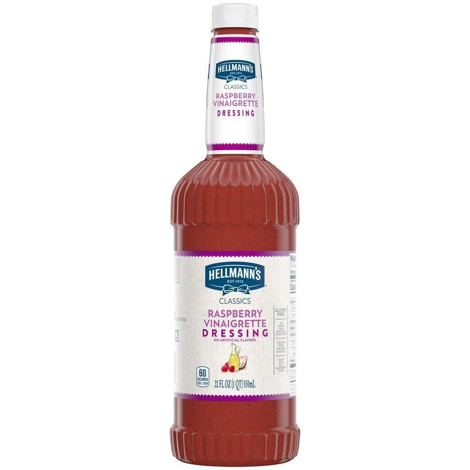 Hellmann's Classics Raspberry Vinaigrette Salad Dressing Salad Bar Bottles Gluten Free, No Artificial Flavors Or High Fructose Corn Syrup, Colors From Natural Sources, 32 Oz, Pack Of 6