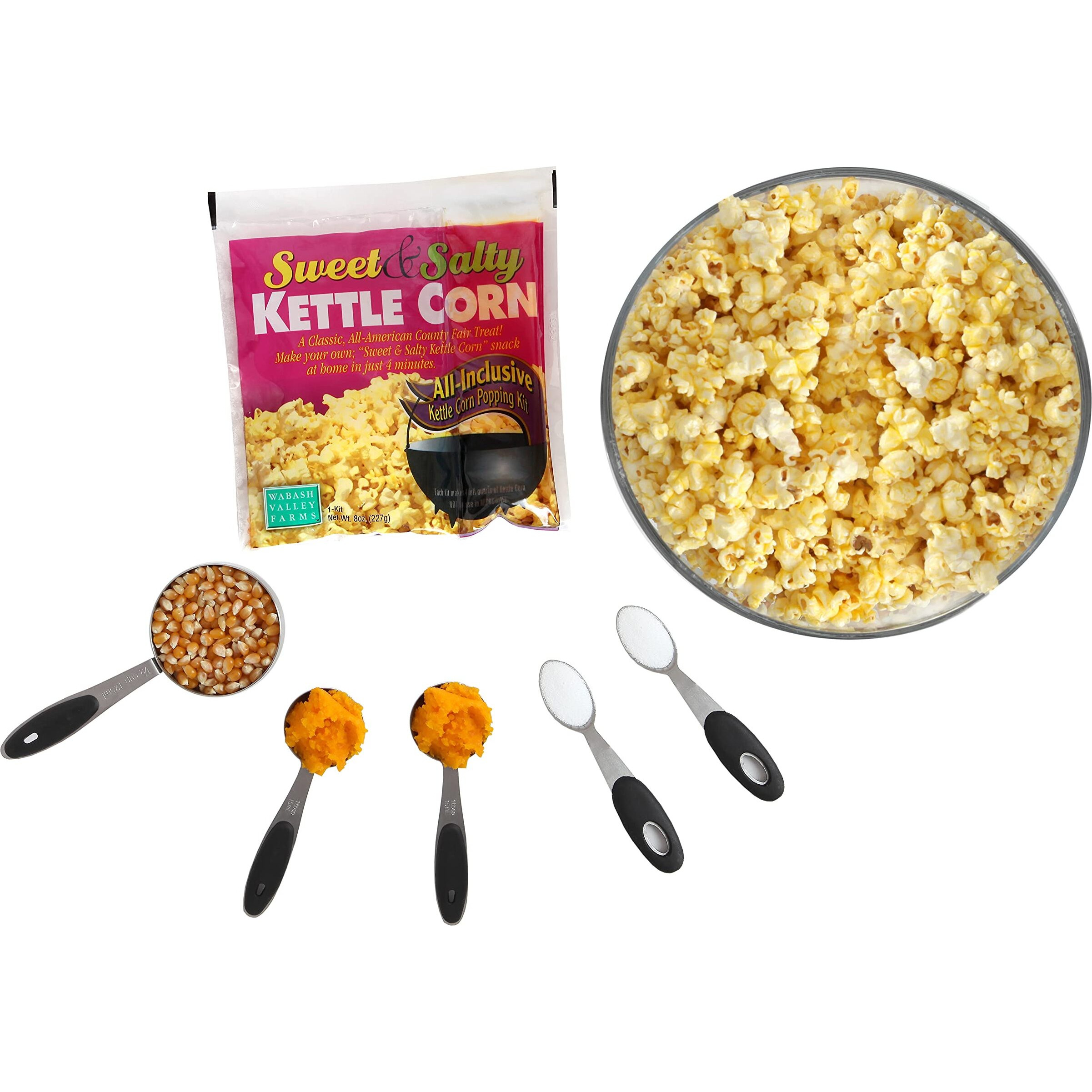Wabash Valley Farms All In One Popcorn Kits -Sweet & Salty Kettle Corn, Popcorn Kernels For Popcorn Machine, Kernels, Popcorn Kit, 15 Popping Kits