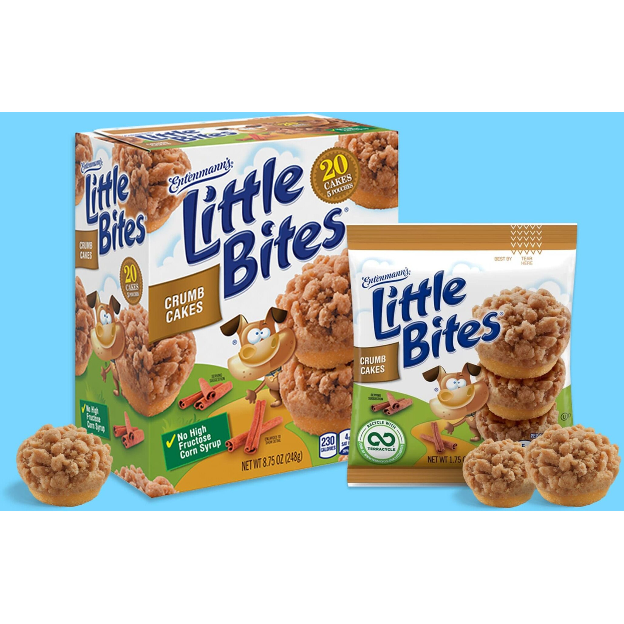 Little Bites Crumb Cake Muffins, 5 Individual Packs, (4 Ct Each), Cinnamon & Brown Sugar Mini Muffins, 8.75 Oz Multipack