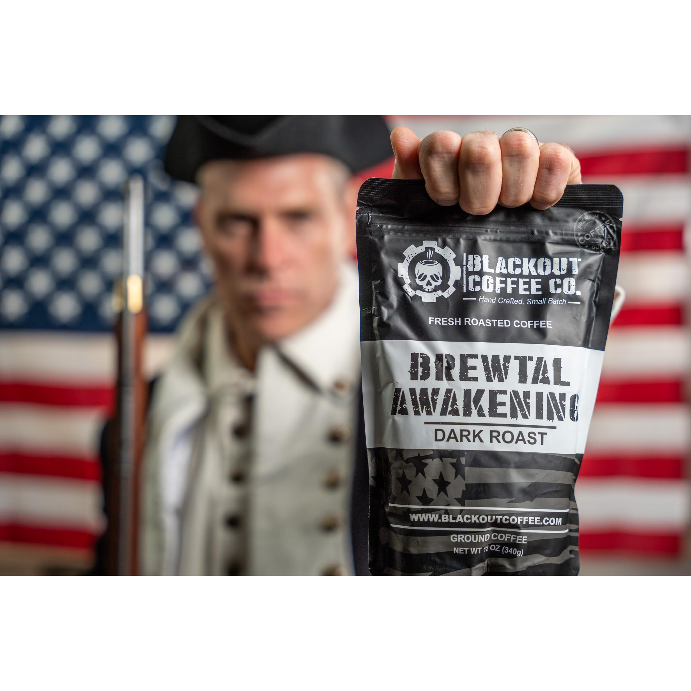 Blackout Coffee, Brewtal Awakening Dark Roast Coffee, High Caffeine, Bold, Rich, Aromatic, Strong & Flavored Coffee Beans, Fresh Roasted In The Usa - 12 Oz Bag (Whole Bean Coffee)