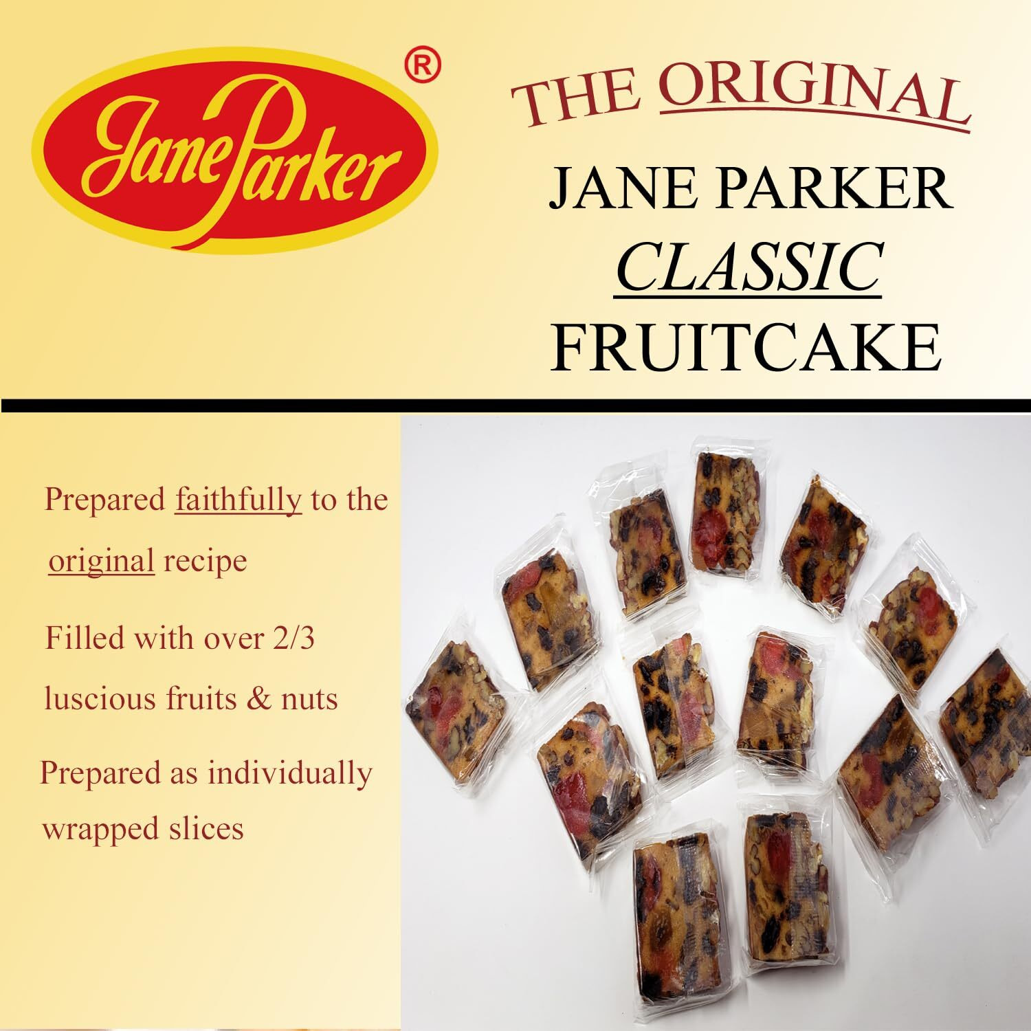Jane Parker Fruitcake Classic Fruit Cake 30 Individually Wrapped Slices
