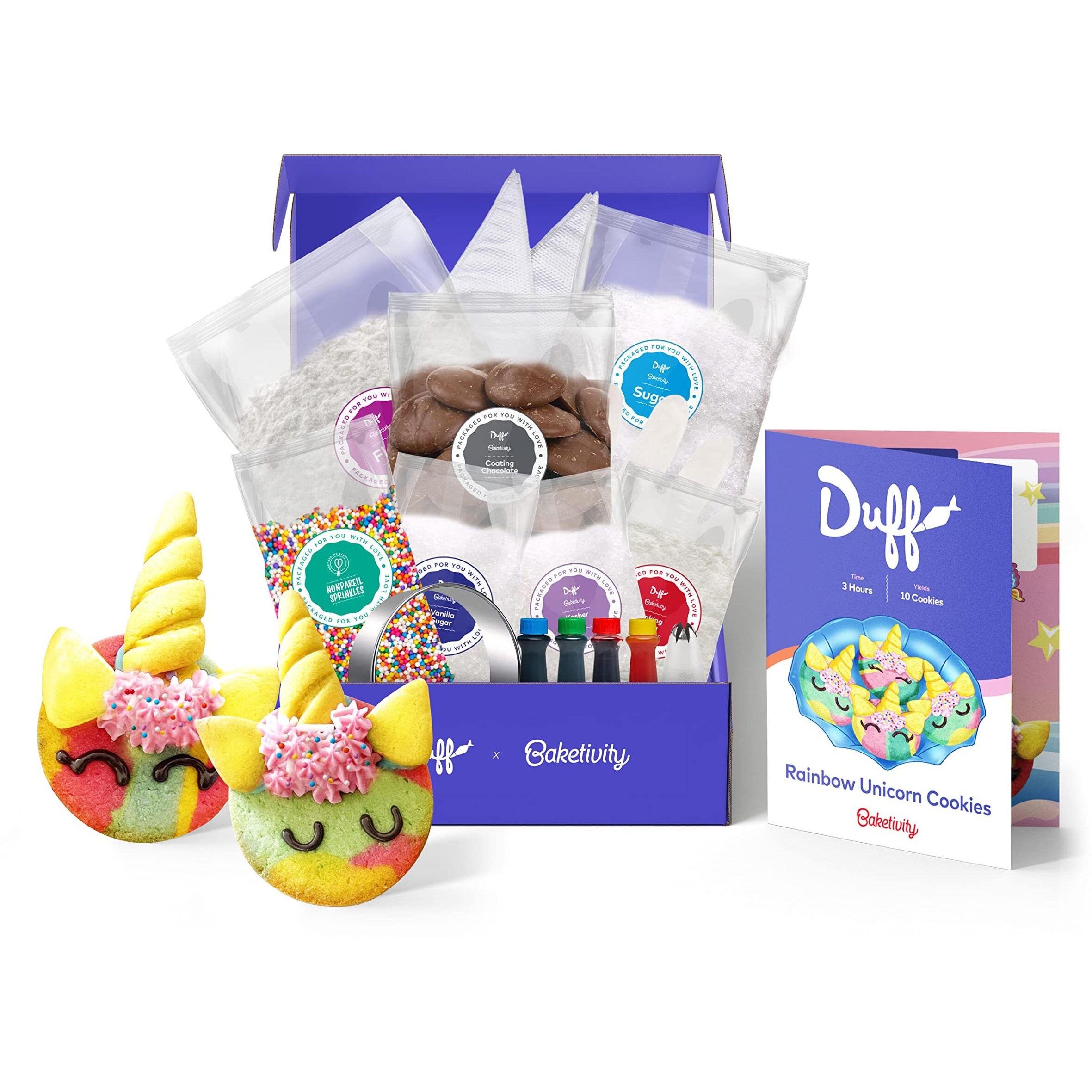 Duff Goldman Diy Kids Baking Kit By Baketivity - Bake Unicorn Rainbow Cookies With Premeasured Ingredients | Best Family Fun Activity Cookie Making Kit, Baking Gift Set For Girls, Boys, Teens, Adults