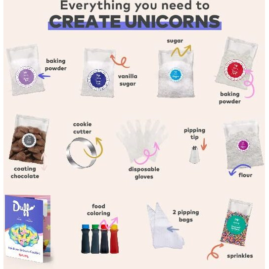 Duff Goldman Diy Kids Baking Kit By Baketivity - Bake Unicorn Rainbow Cookies With Premeasured Ingredients | Best Family Fun Activity Cookie Making Kit, Baking Gift Set For Girls, Boys, Teens, Adults