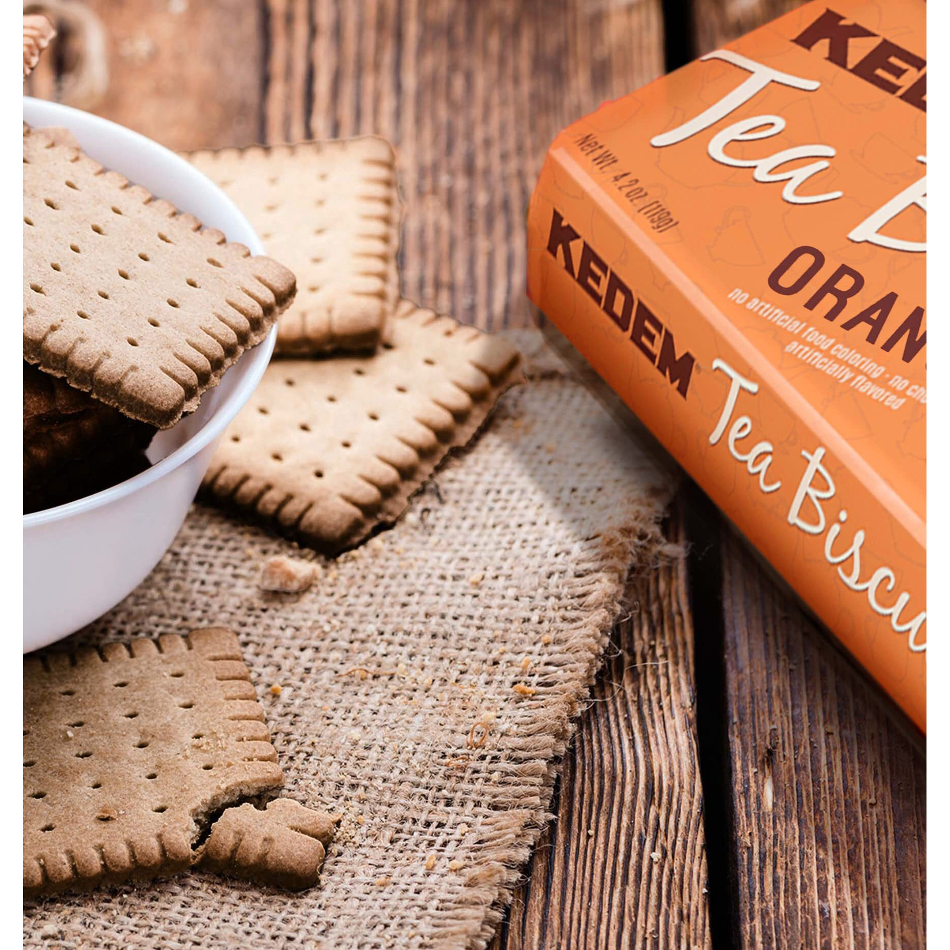 Kedem, Orange Tea Biscuits, 4.2Oz Bag (3 Pack) | Thin & Crisp Tea Biscuits, Great Dunking Cookie